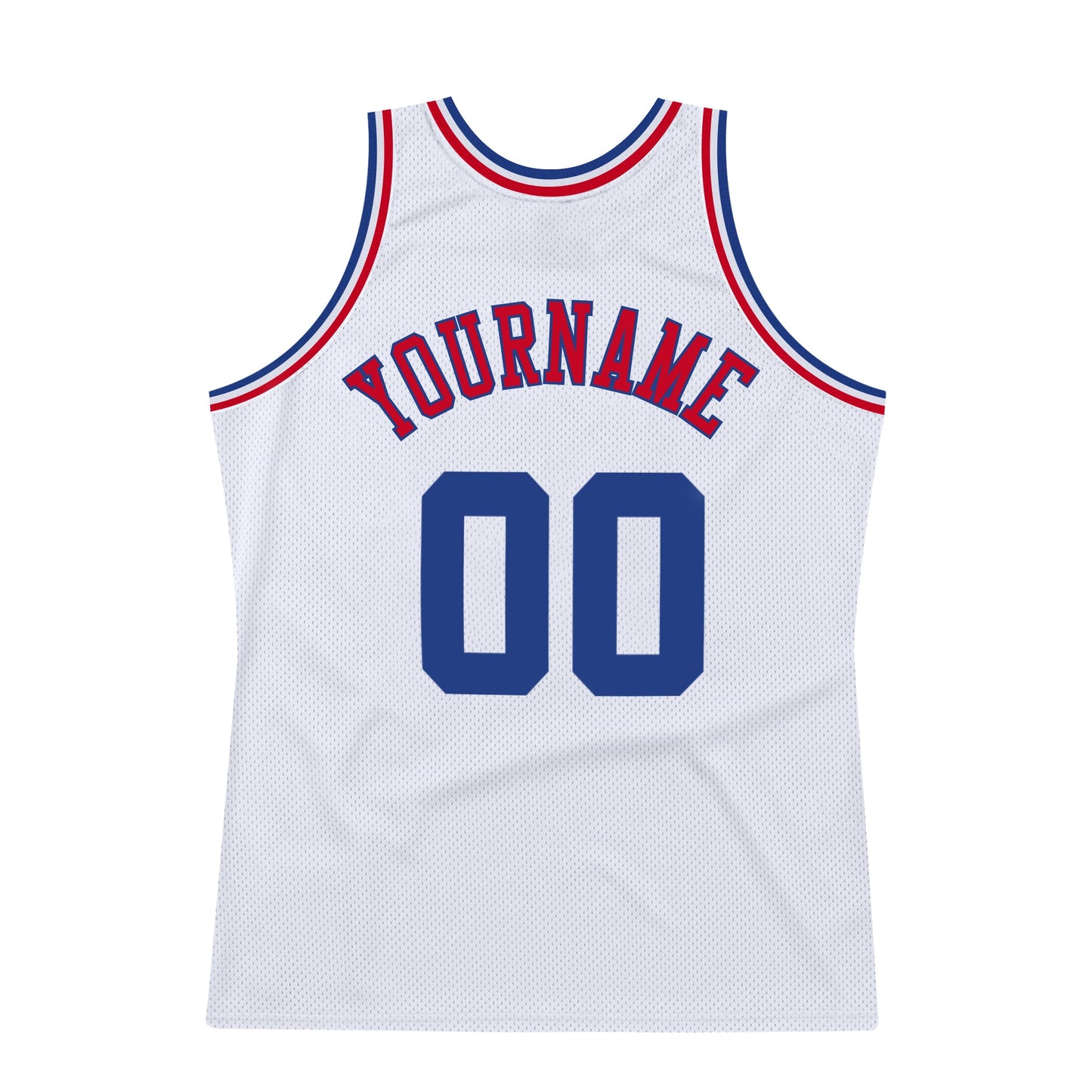 Custom White Royal-Red Authentic Throwback Basketball Jersey view 6