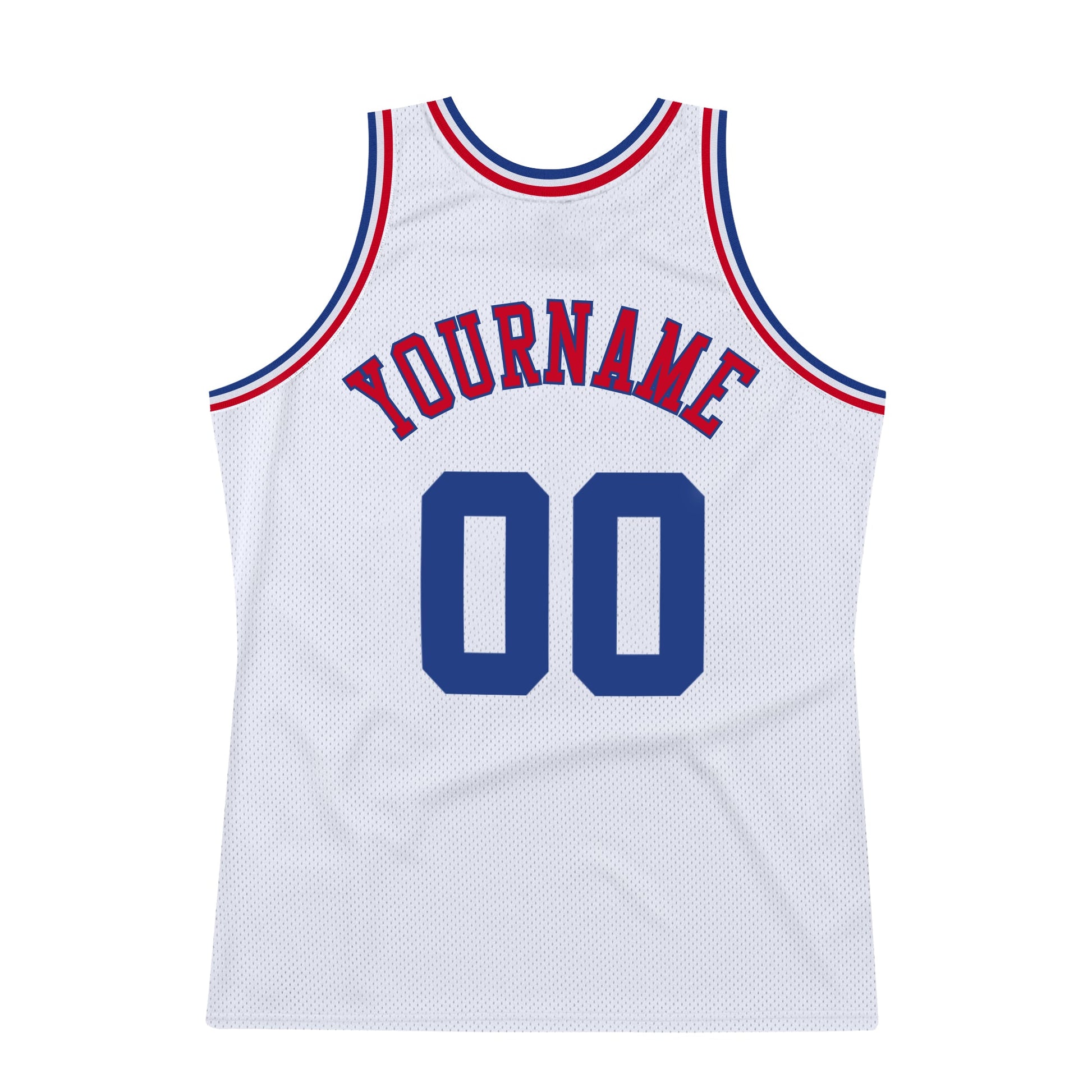 Custom White Royal-Red Authentic Throwback Basketball Jersey view 6