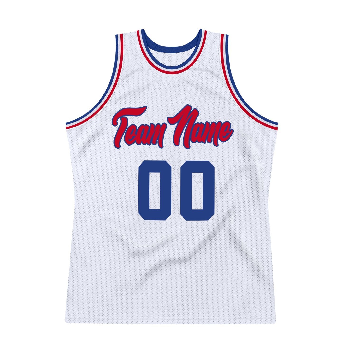 Custom White Royal-Red Authentic Throwback Basketball Jersey view 7