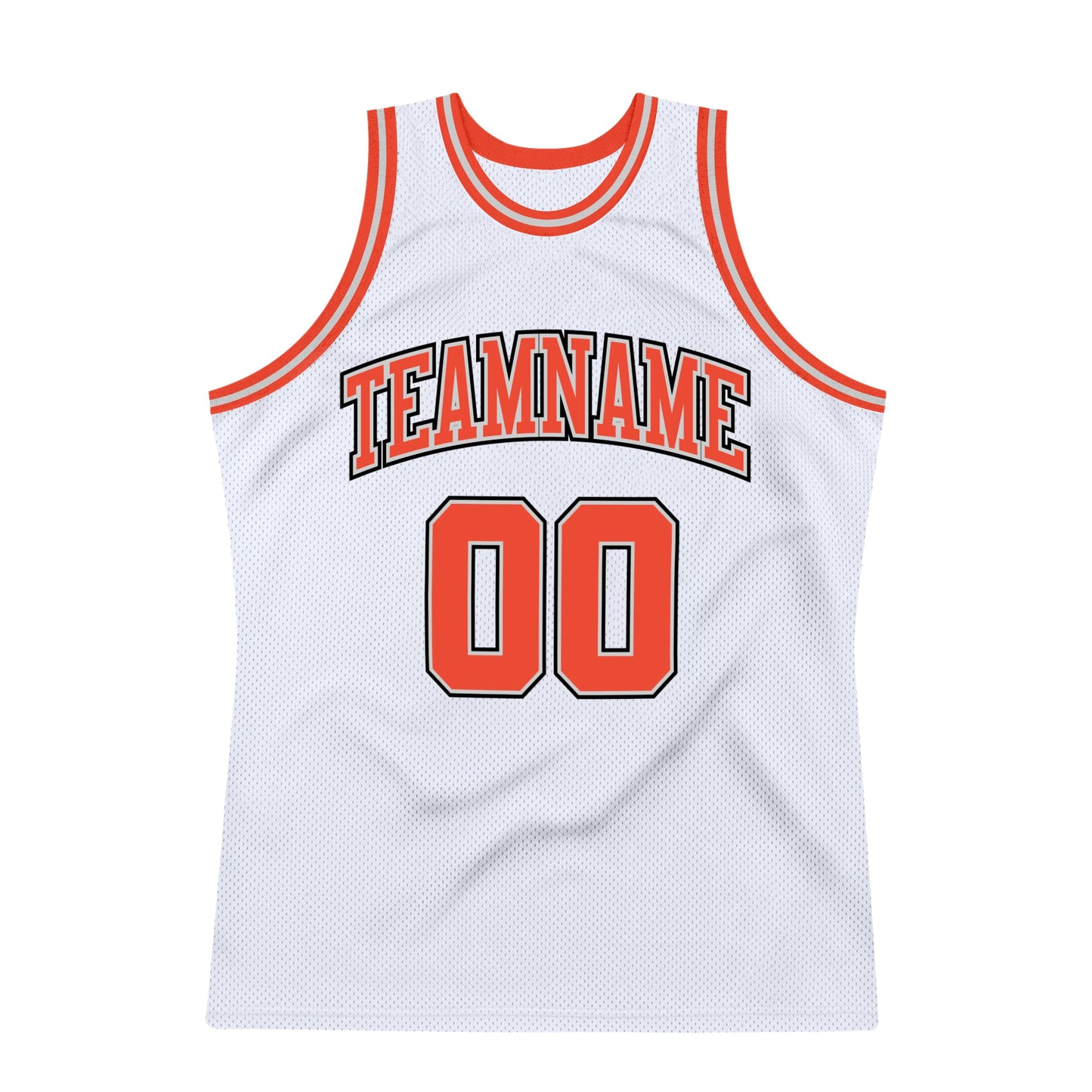 Custom White Orange-Gray Authentic Throwback Basketball Jersey view 5
