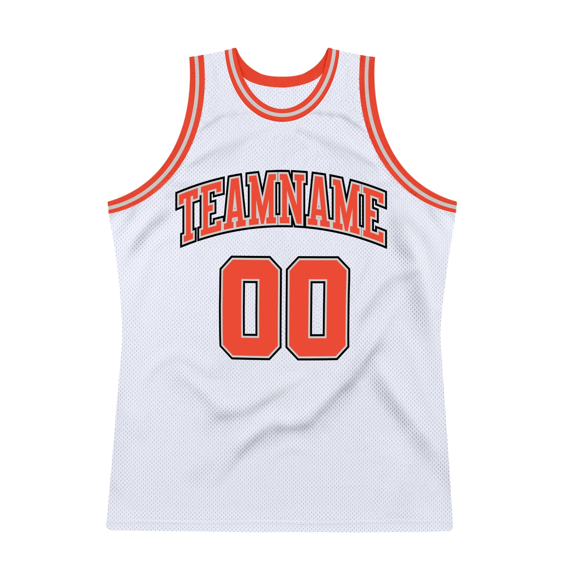 Custom White Orange-Gray Authentic Throwback Basketball Jersey view 5