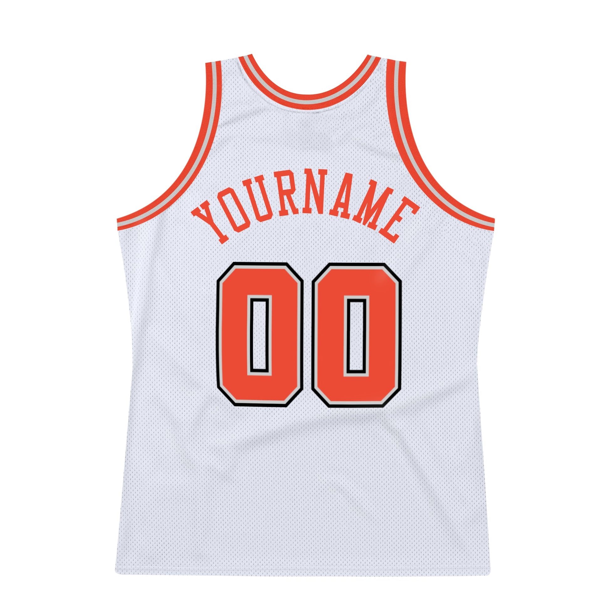 Custom White Orange-Gray Authentic Throwback Basketball Jersey view 6