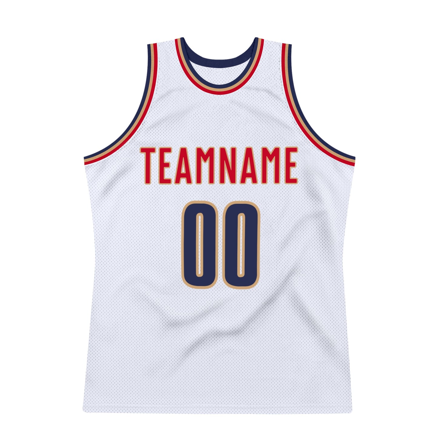 Custom White Navy-Old Gold Authentic Throwback Basketball Jersey view 5
