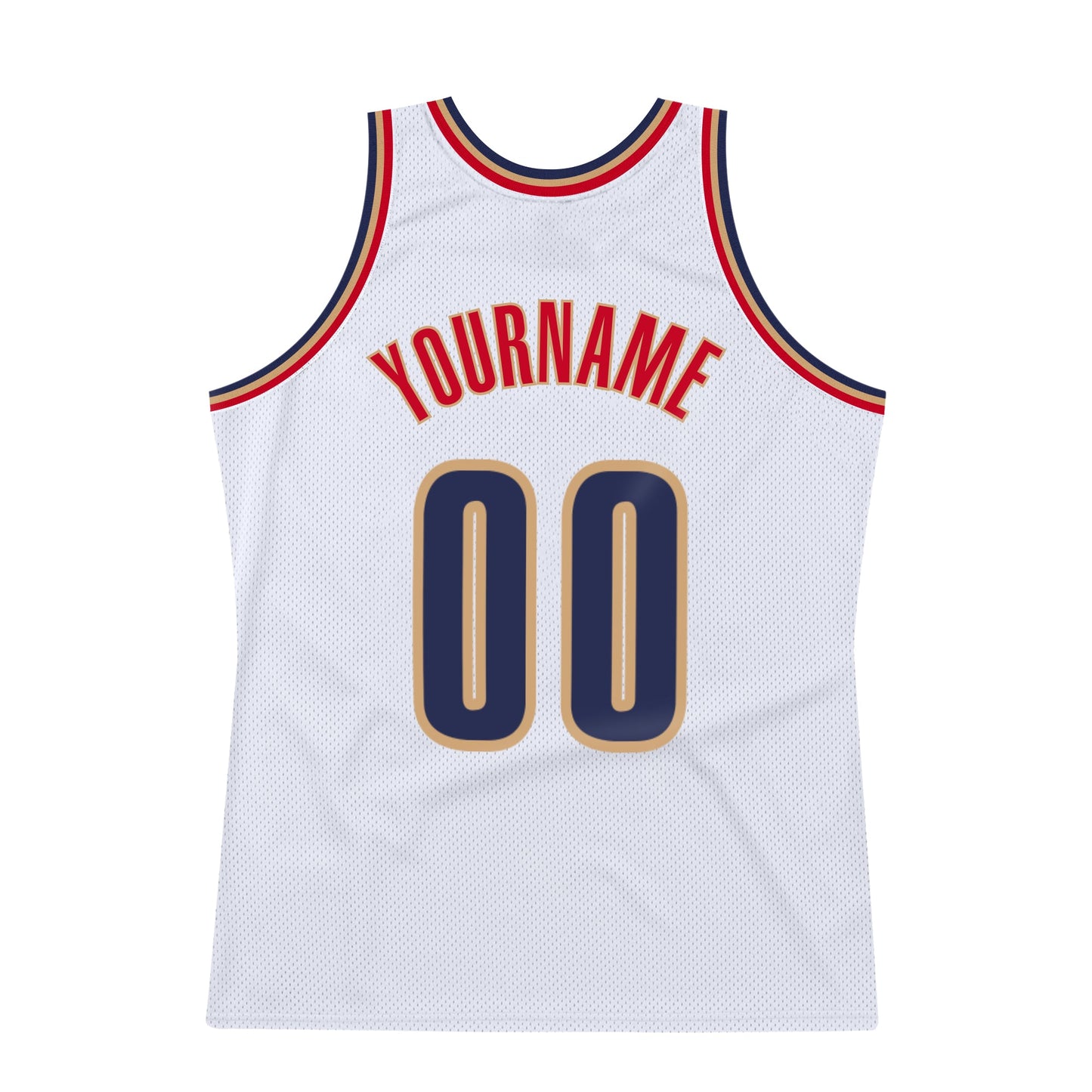 Custom White Navy-Old Gold Authentic Throwback Basketball Jersey view 6