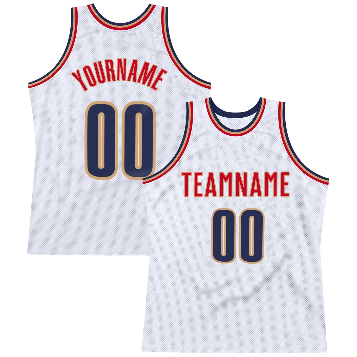 Custom White Navy-Old Gold Authentic Throwback Basketball Jersey - Main View