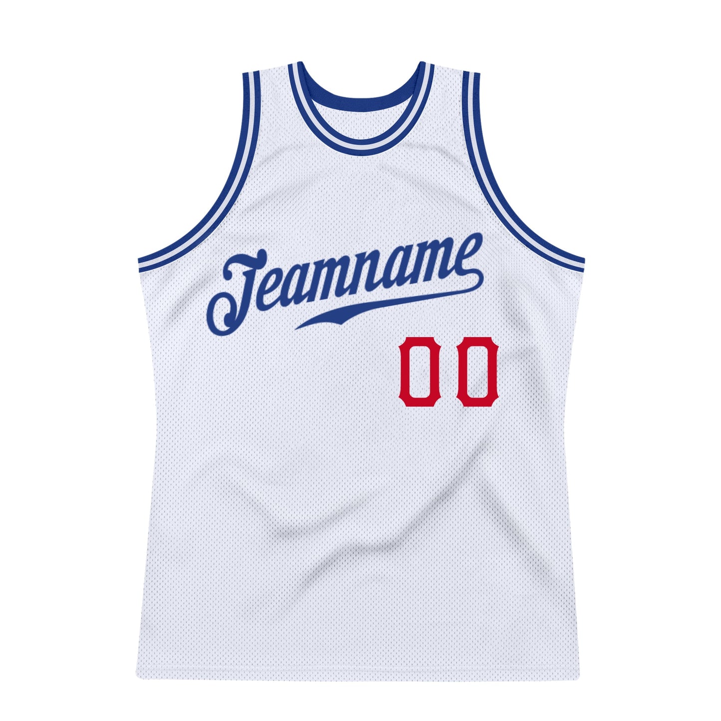 Custom White Royal-Red Authentic Throwback Basketball Jersey view 5