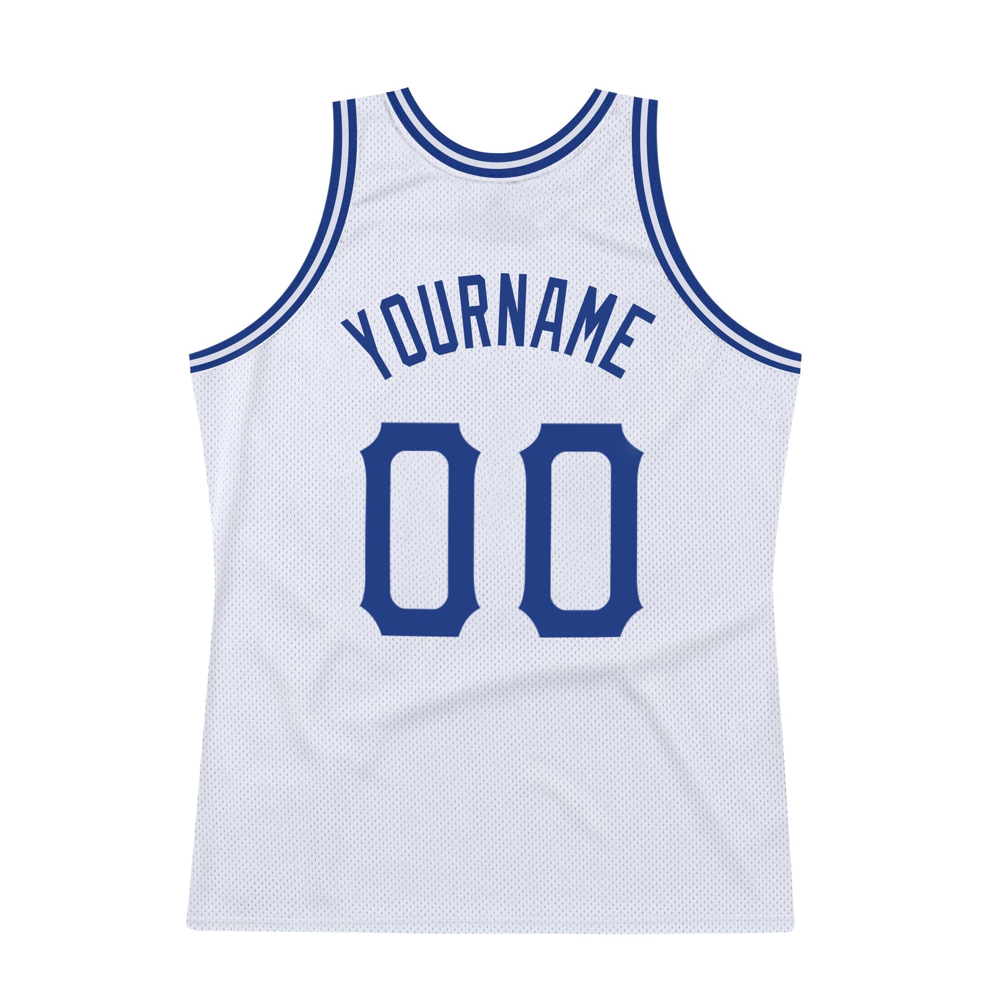 Custom White Royal-Red Authentic Throwback Basketball Jersey view 6