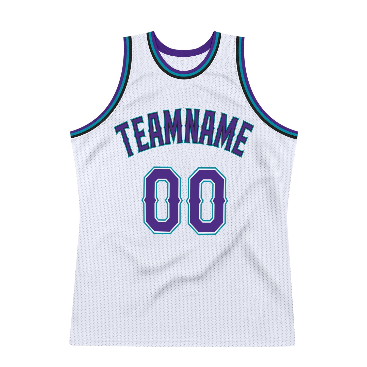 Custom White Purple-Teal Authentic Throwback Basketball Jersey view 5