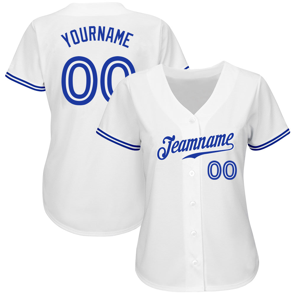 Custom White Royal Authentic Baseball Jersey view 2