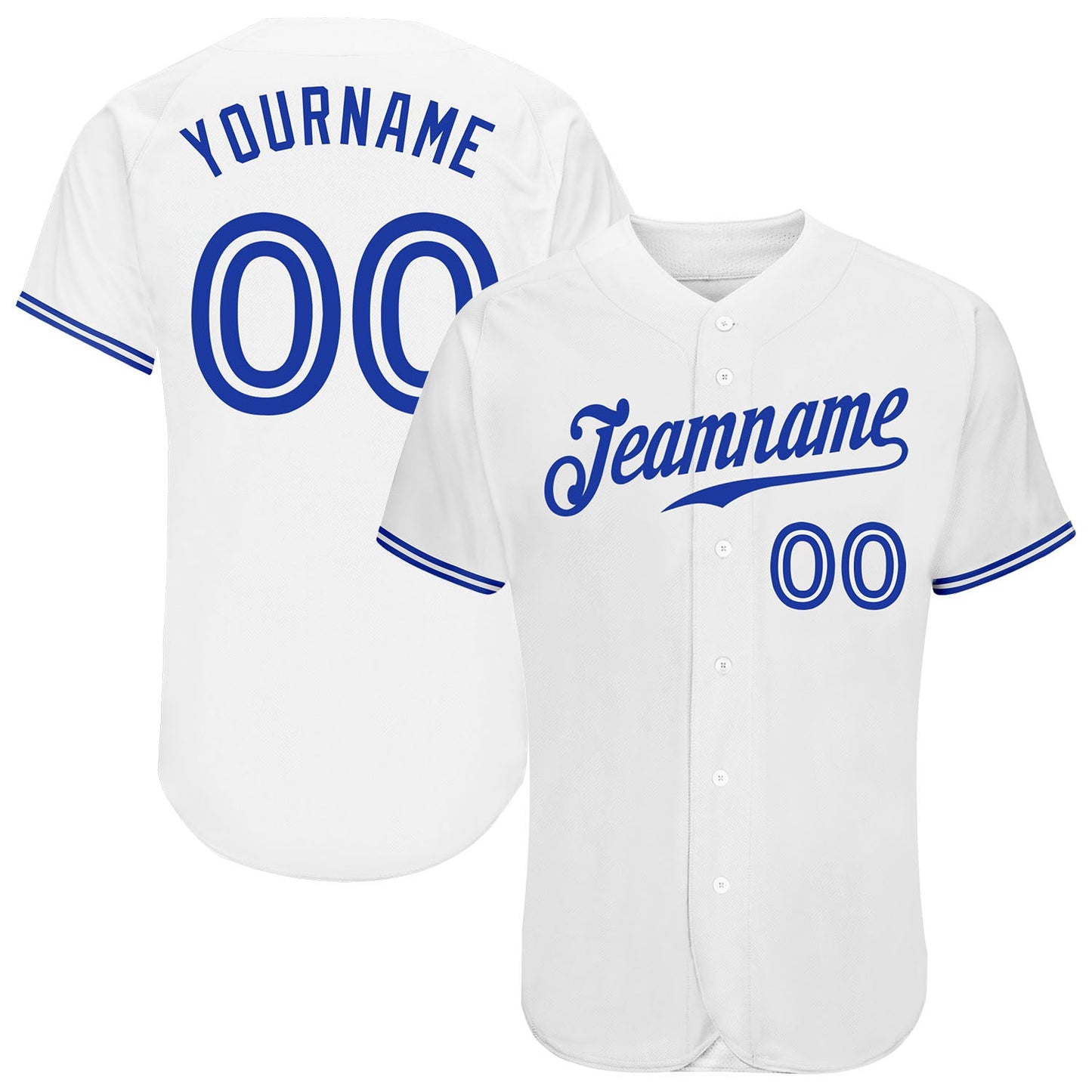 Custom White Royal Authentic Baseball Jersey - Main View