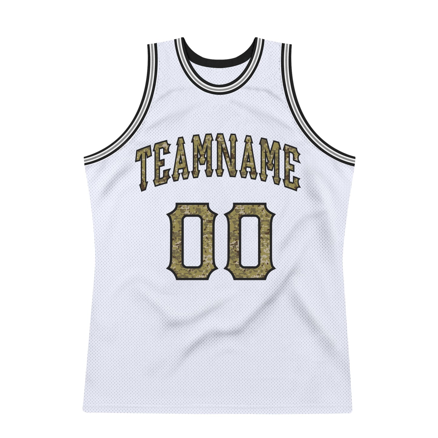 Custom White Camo-Gray Authentic Throwback Basketball Jersey view 5