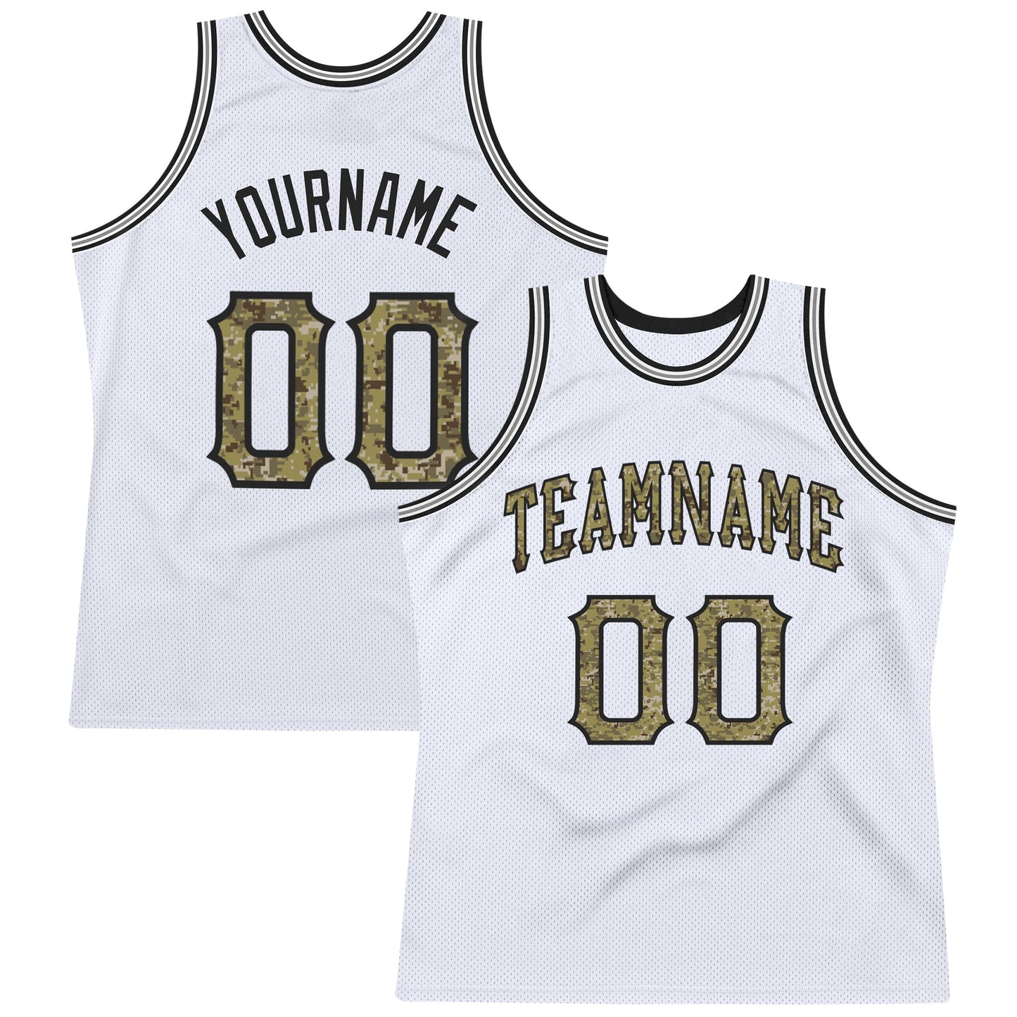 Custom White Camo-Gray Authentic Throwback Basketball Jersey - Main View
