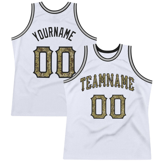 Custom White Camo-Gray Authentic Throwback Basketball Jersey - Main View