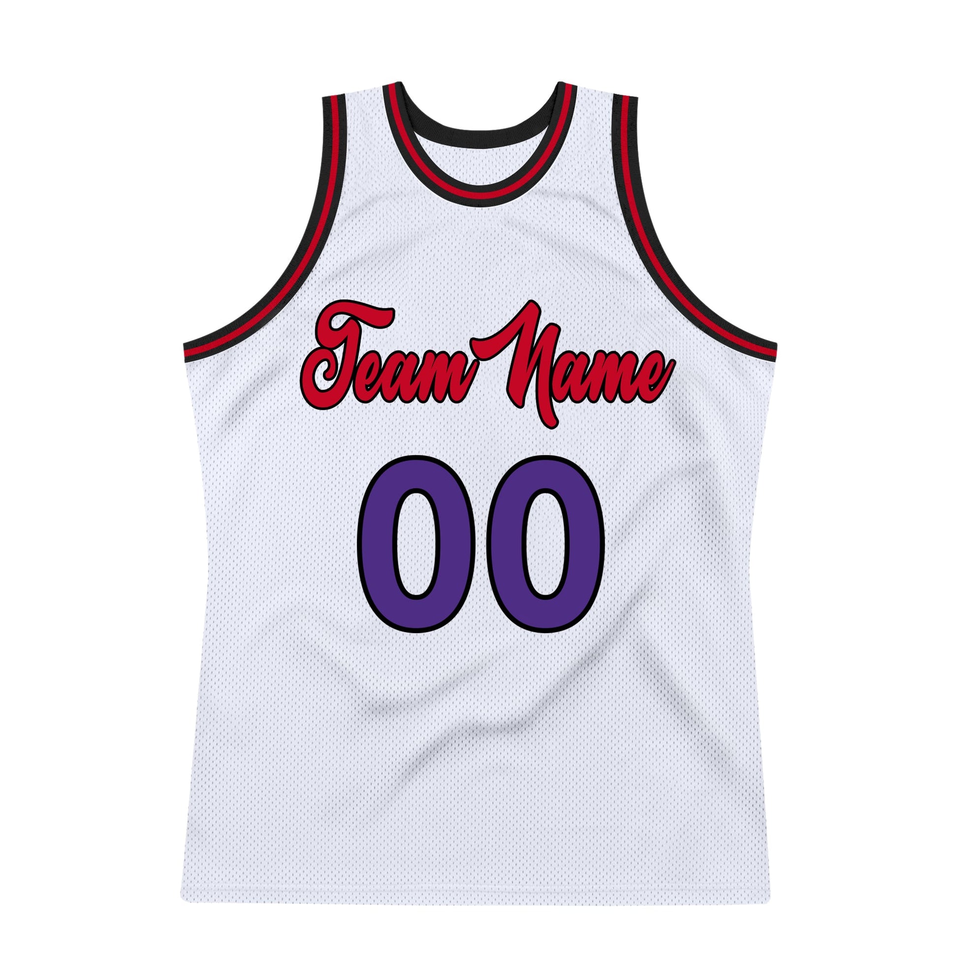 Custom White Purple-Red Authentic Throwback Basketball Jersey view 5