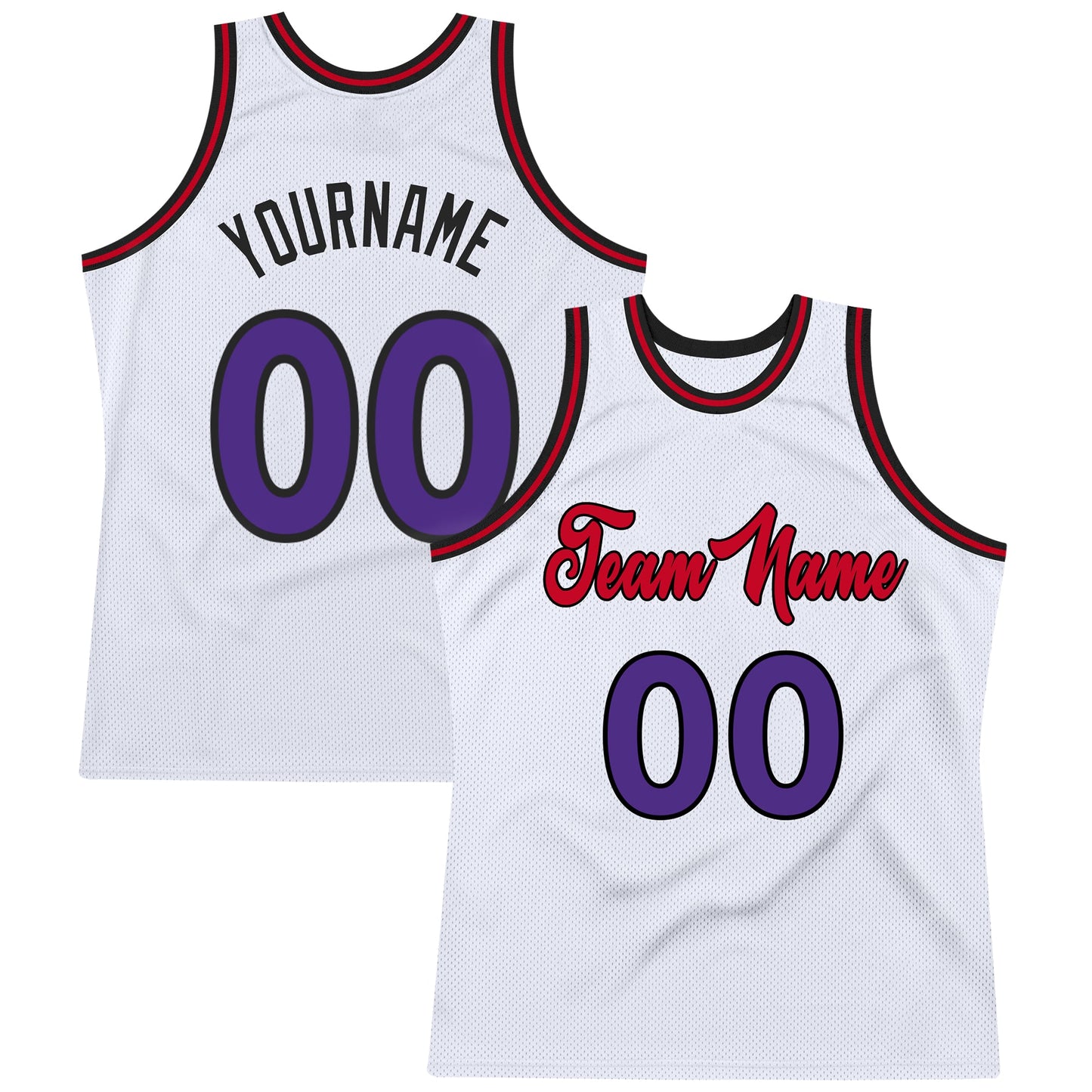 Custom White Purple-Red Authentic Throwback Basketball Jersey - Main View
