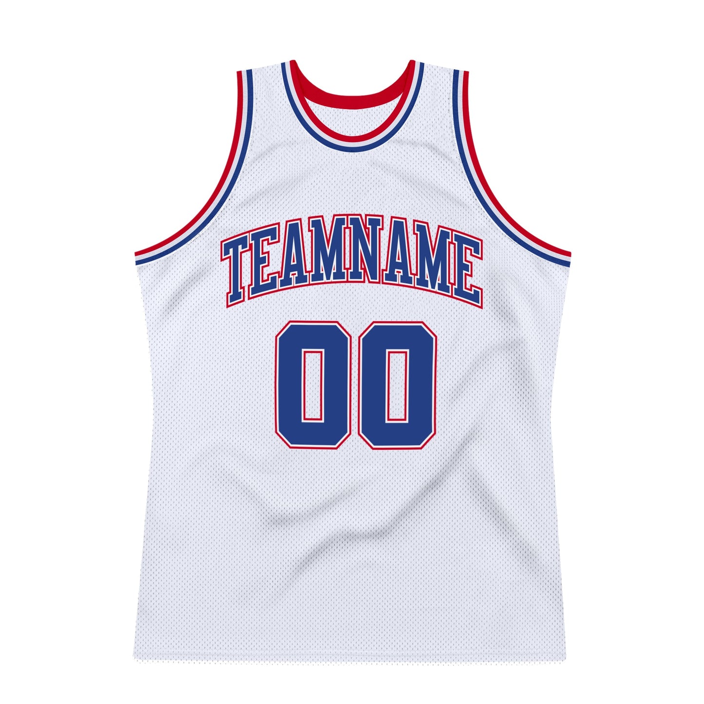 Custom White Royal-Red Authentic Throwback Basketball Jersey view 5