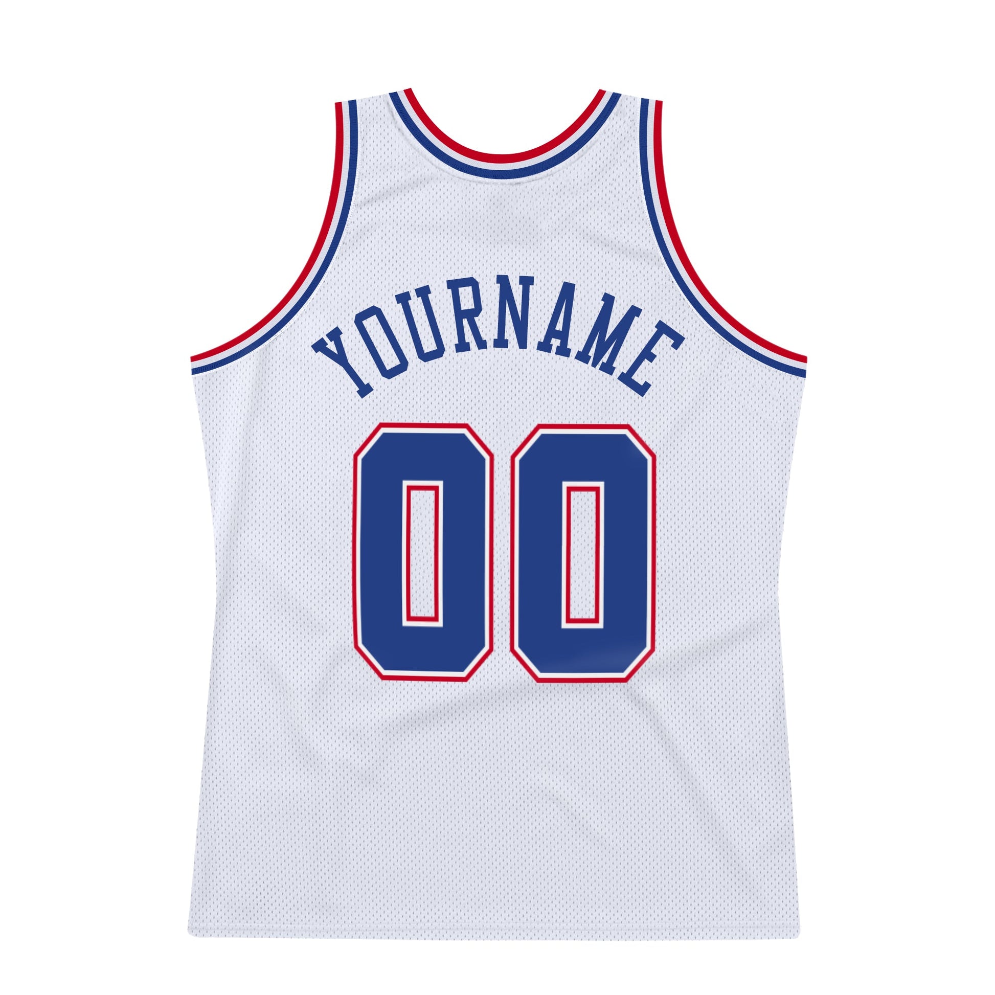 Custom White Royal-Red Authentic Throwback Basketball Jersey view 6