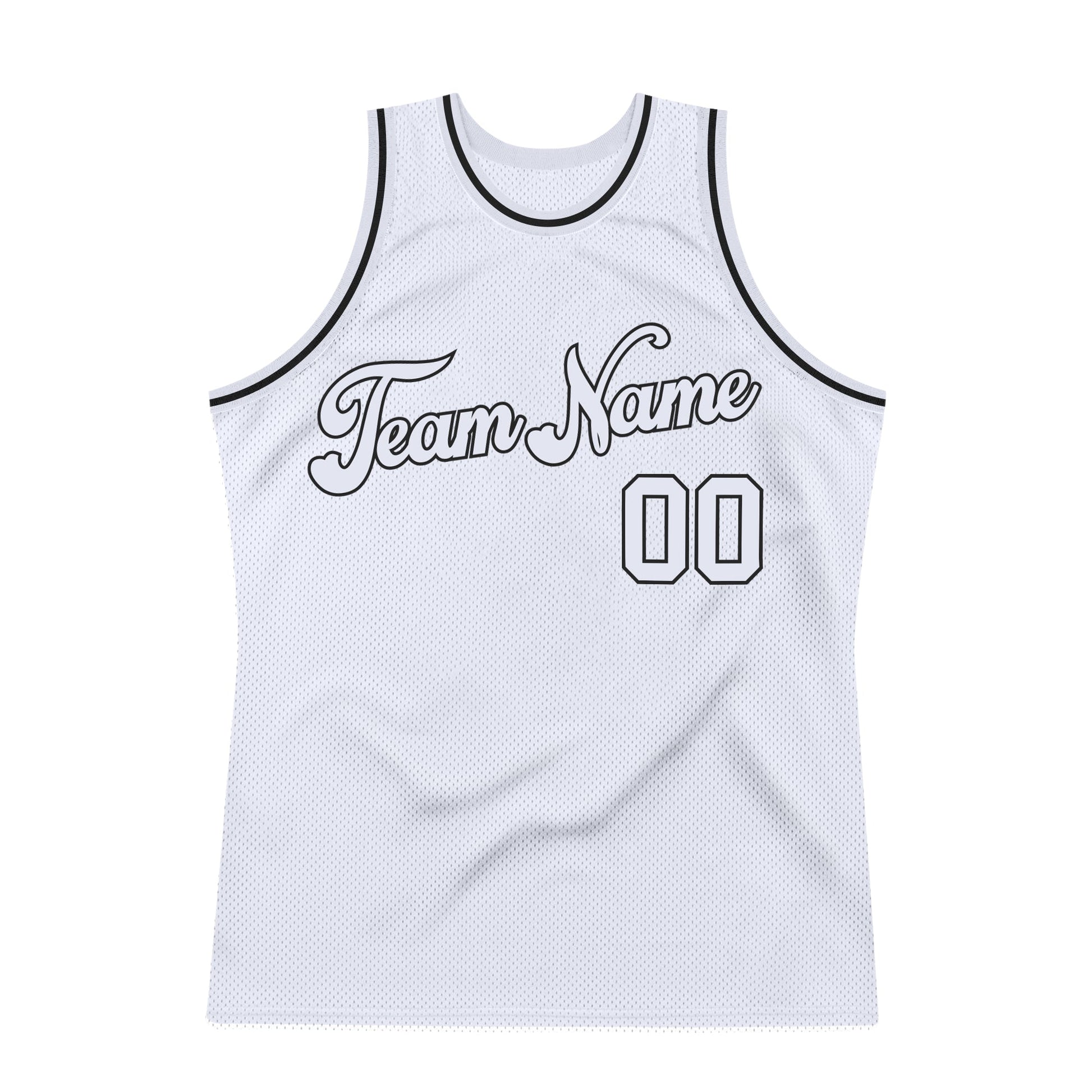 Custom White White-Black Authentic Throwback Basketball Jersey view 5
