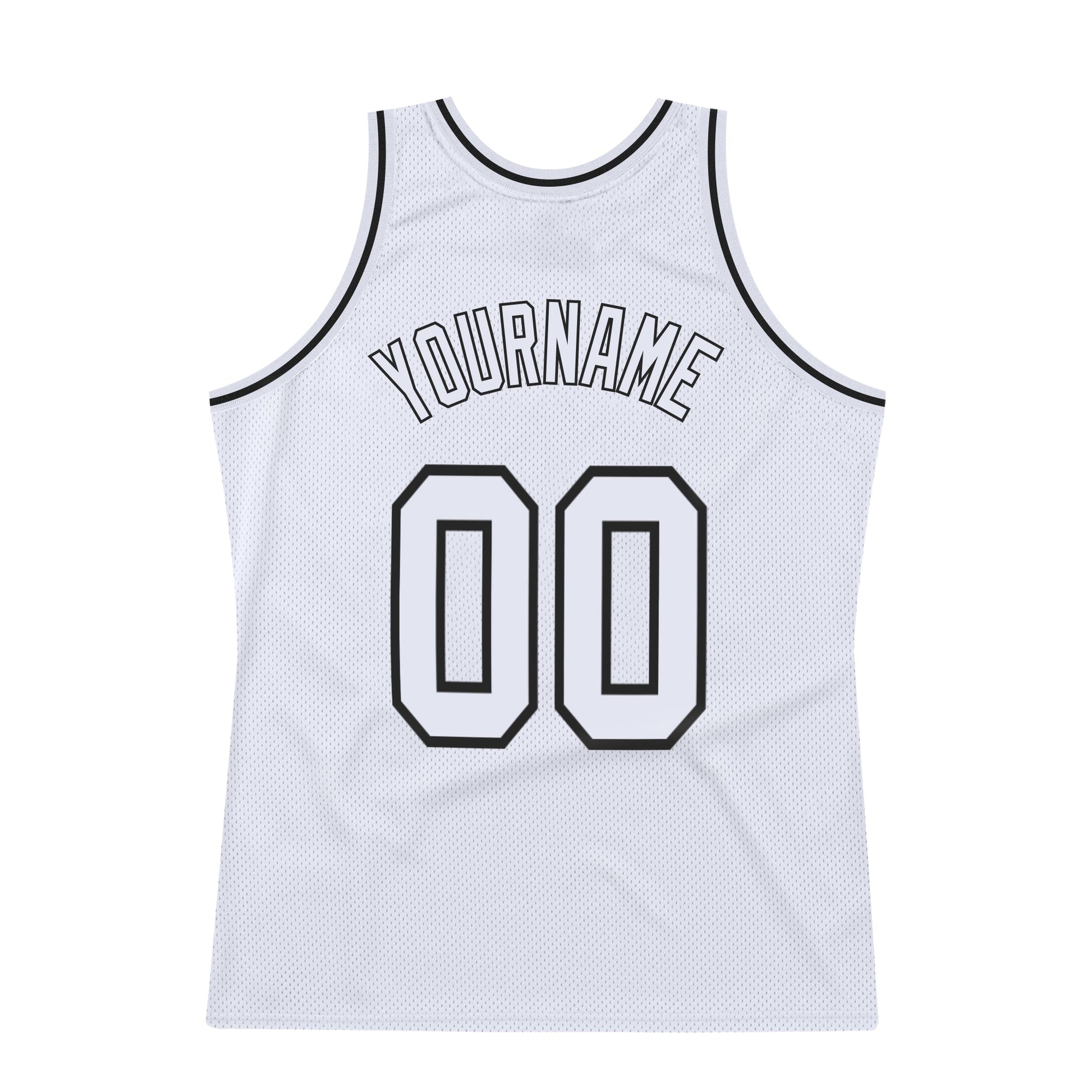 Custom White White-Black Authentic Throwback Basketball Jersey view 6