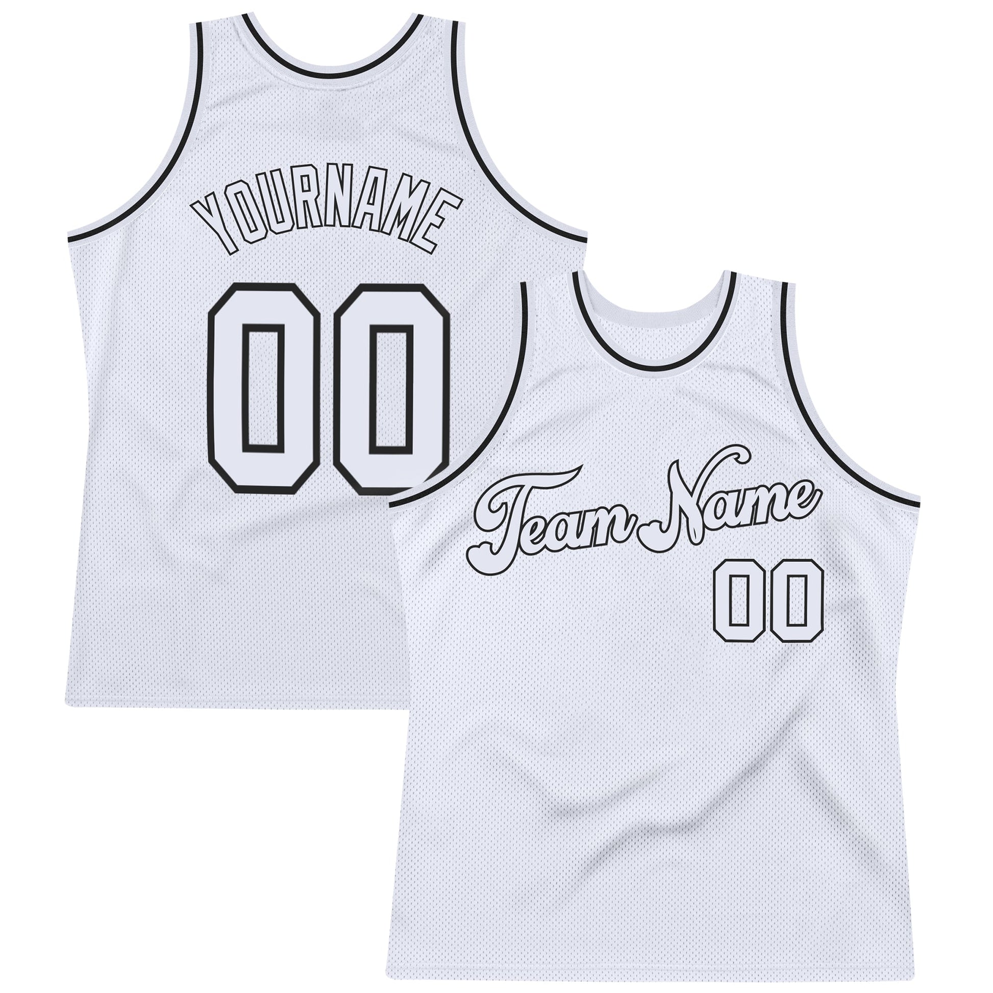 Custom White White-Black Authentic Throwback Basketball Jersey - Main View