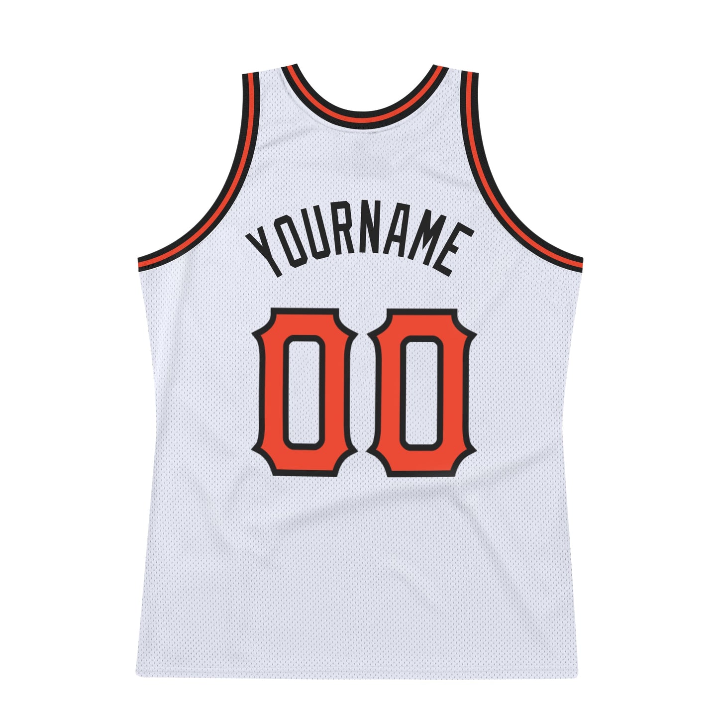 Custom White Orange-Black Authentic Throwback Basketball Jersey view 6