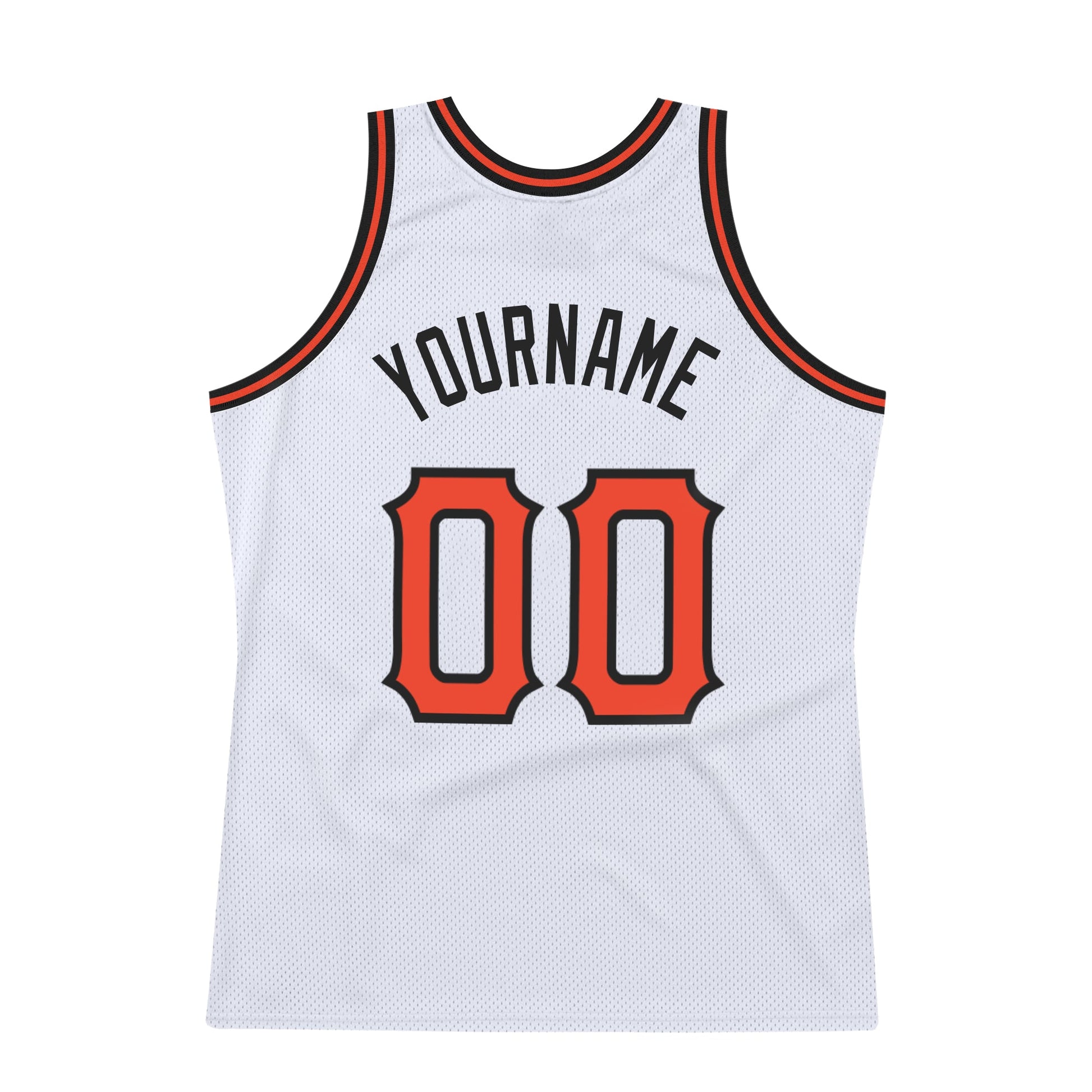 Custom White Orange-Black Authentic Throwback Basketball Jersey view 6