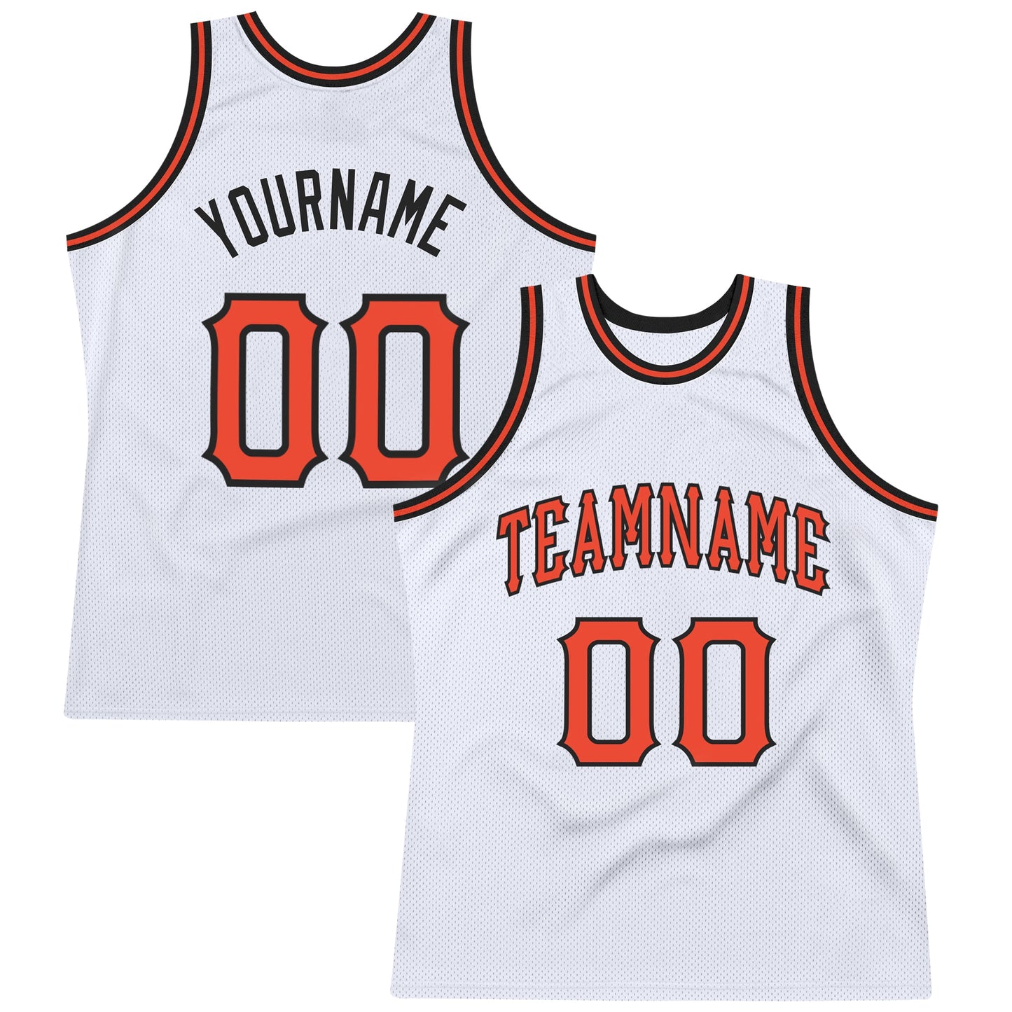 Custom White Orange-Black Authentic Throwback Basketball Jersey - Main View