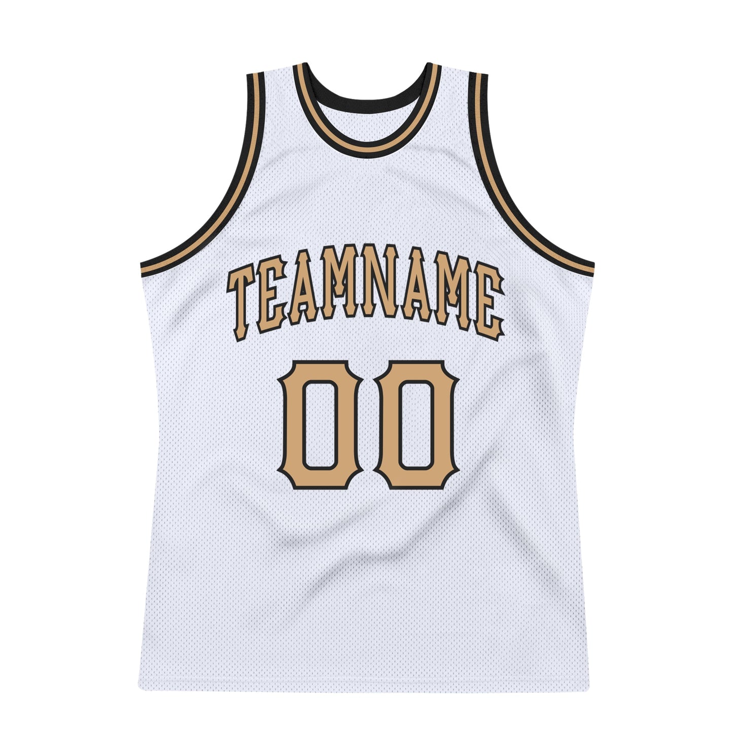 Custom White Old Gold-Black Authentic Throwback Basketball Jersey view 5