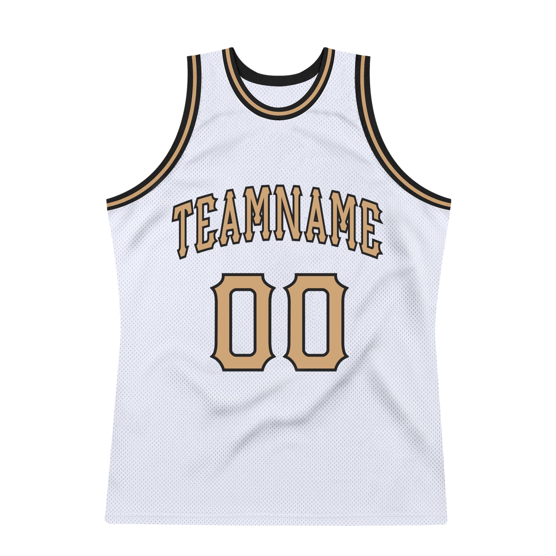 Custom White Old Gold-Black Authentic Throwback Basketball Jersey view 5