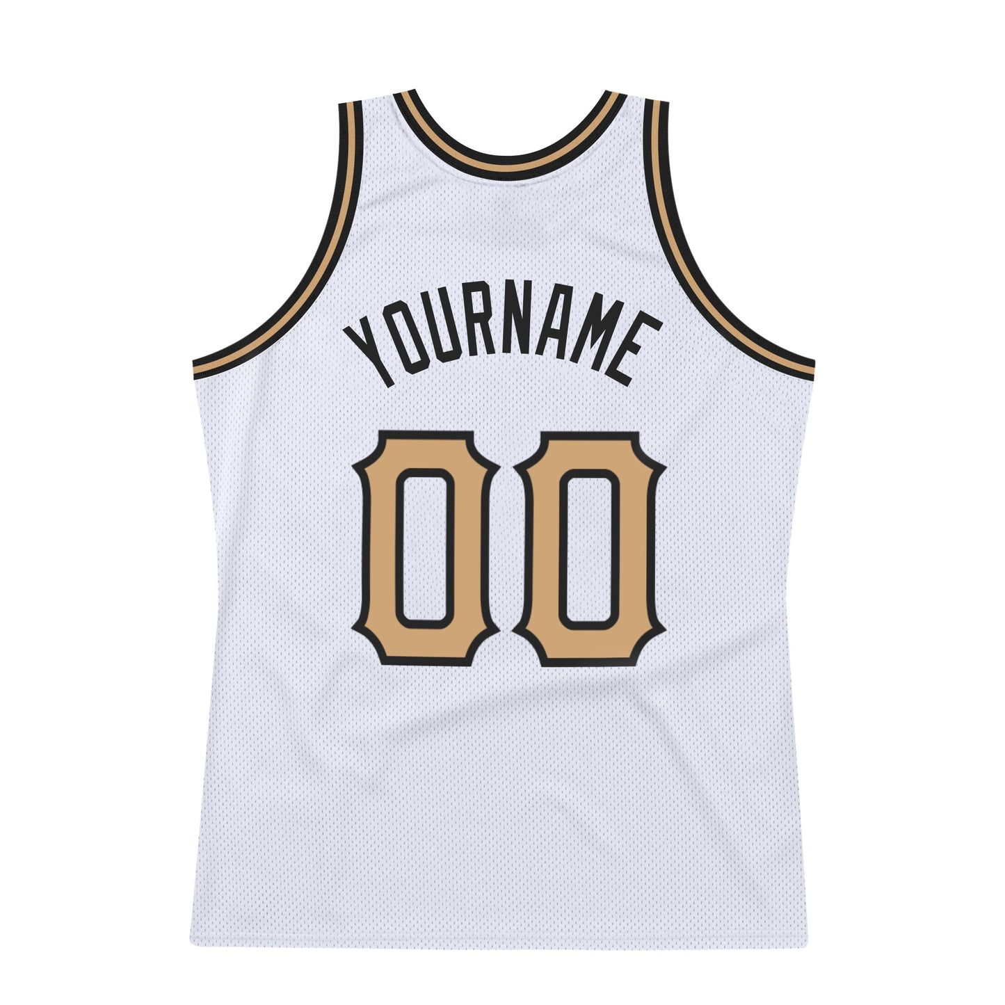 Custom White Old Gold-Black Authentic Throwback Basketball Jersey view 6