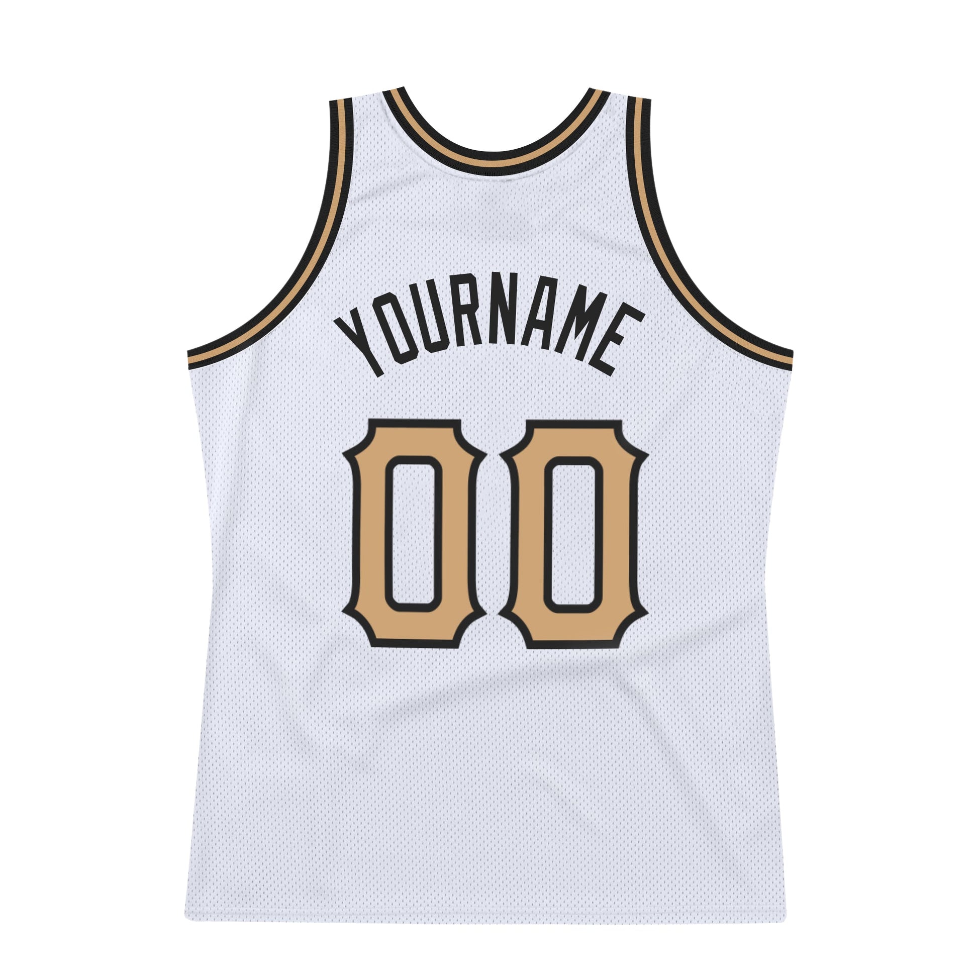 Custom White Old Gold-Black Authentic Throwback Basketball Jersey view 6