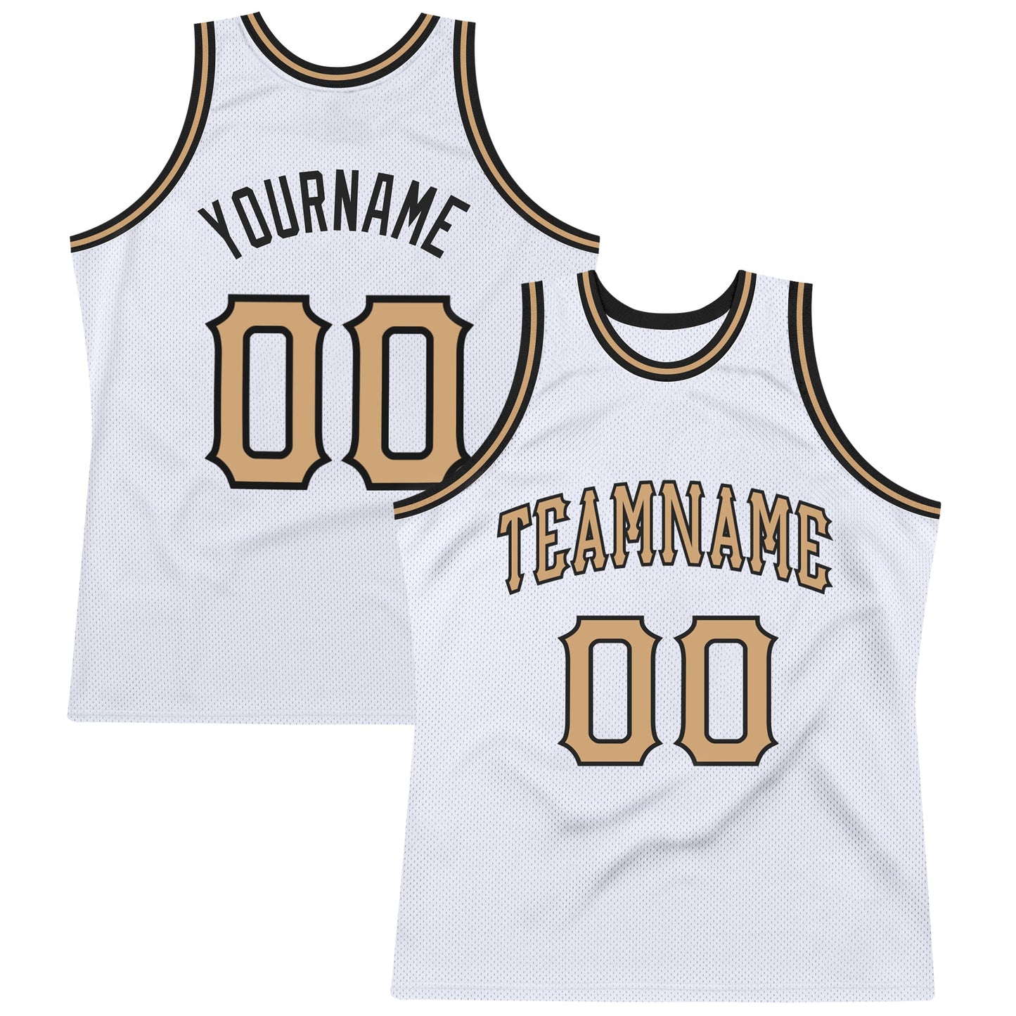 Custom White Old Gold-Black Authentic Throwback Basketball Jersey - Main View