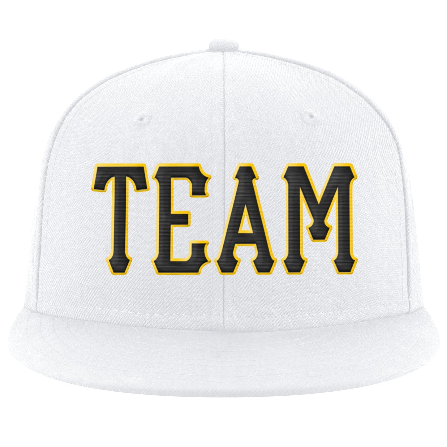 Custom White Black-Gold Stitched Adjustable Snapback Hat view 2