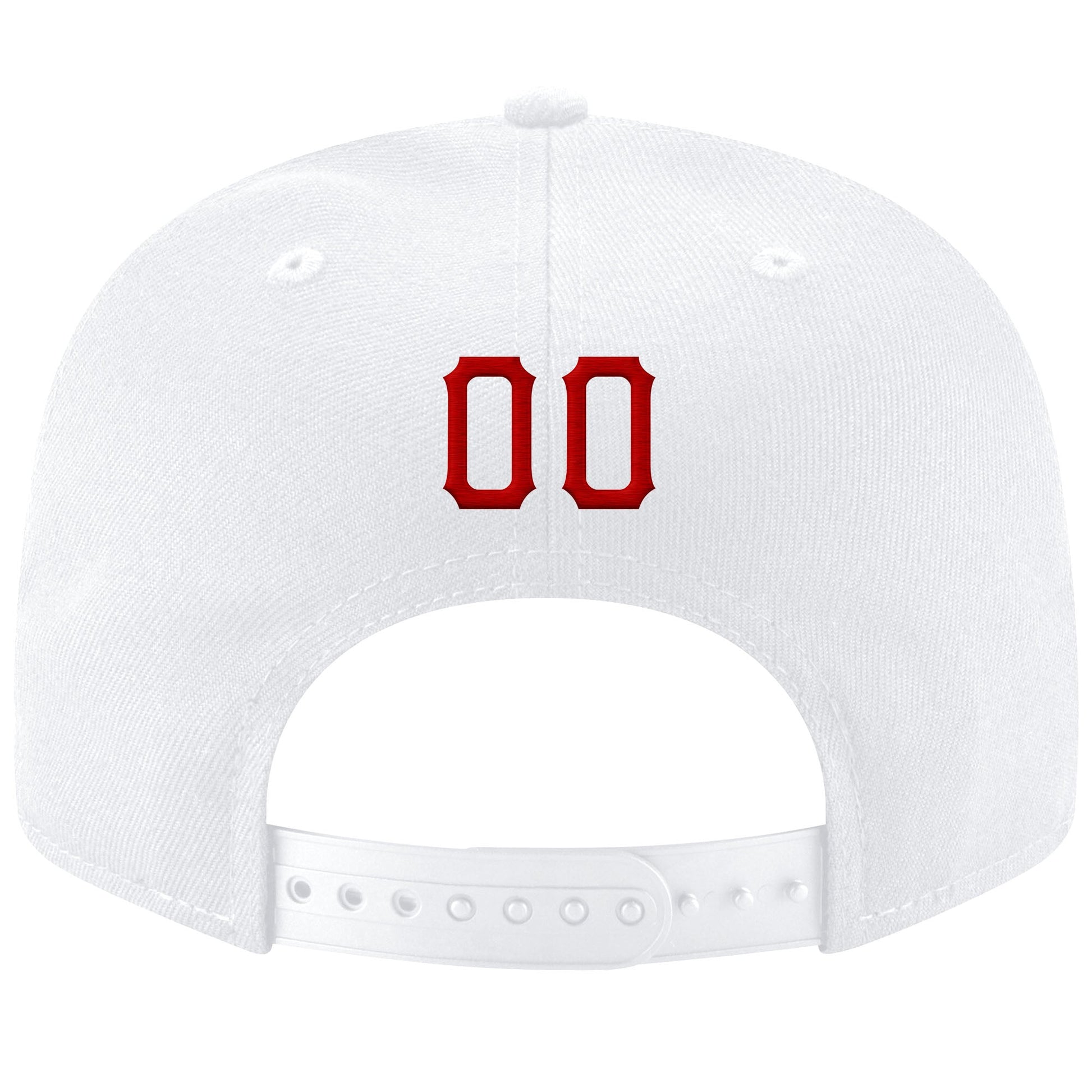 Custom White Red-Black Stitched Adjustable Snapback Hat view 3
