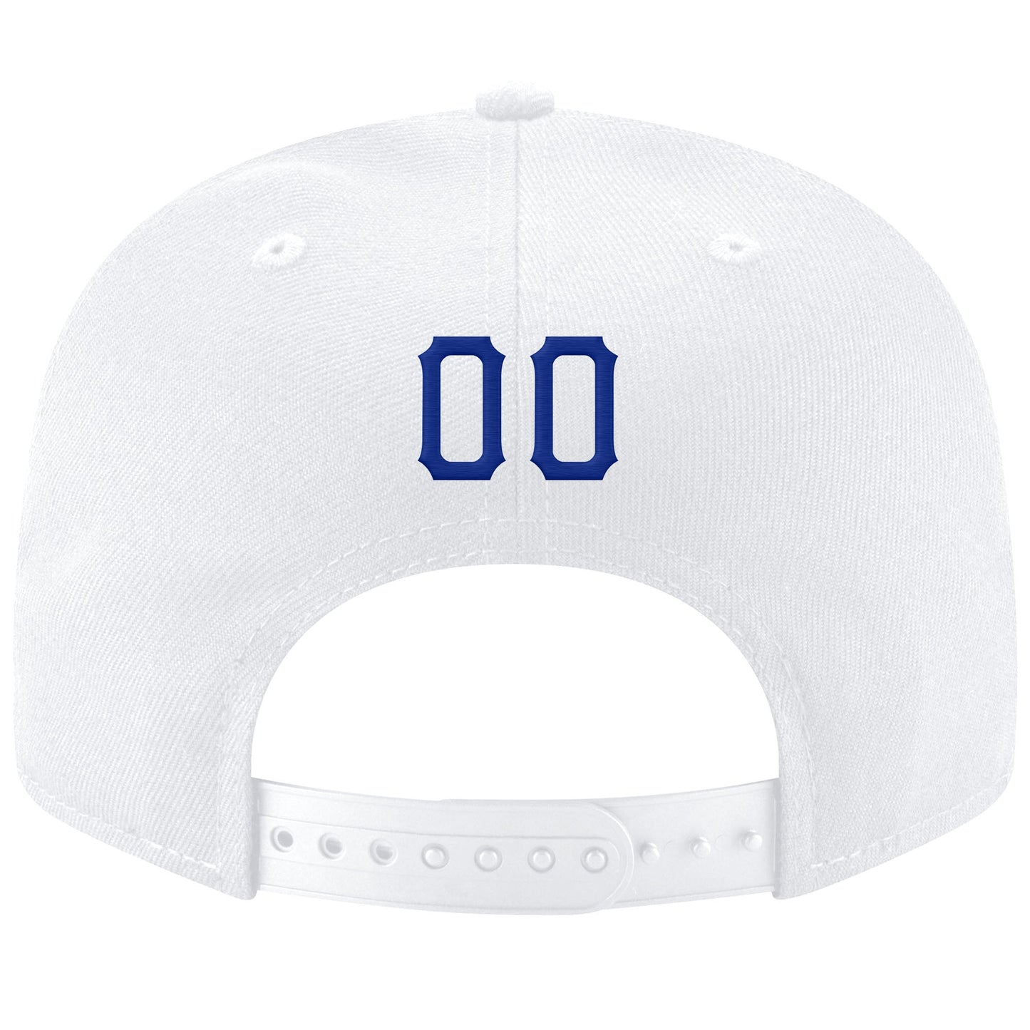 Custom White Royal-Red Stitched Adjustable Snapback Hat view 3