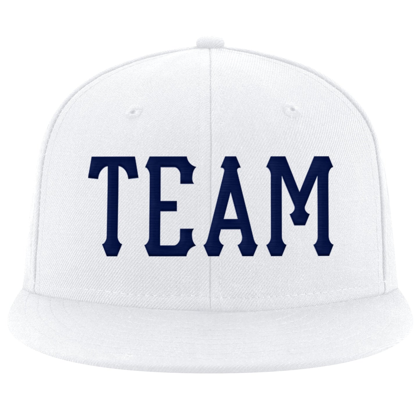 Custom White Navy Stitched Adjustable Snapback Hat view 2