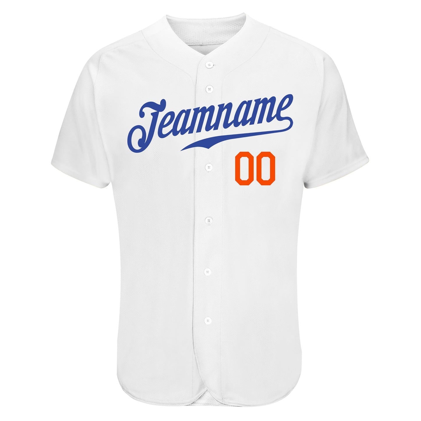 Custom White Royal-Orange Authentic Skull Fashion Baseball Jersey view 7