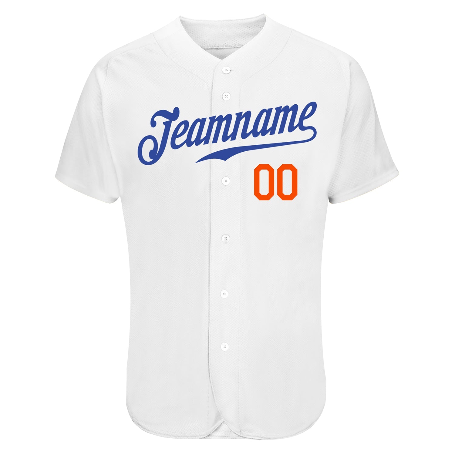 Custom White Royal-Orange Authentic Skull Fashion Baseball Jersey view 7