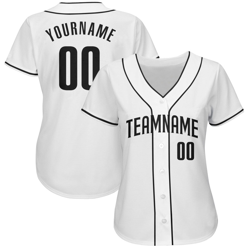 Custom White Black Authentic Baseball Jersey view 2