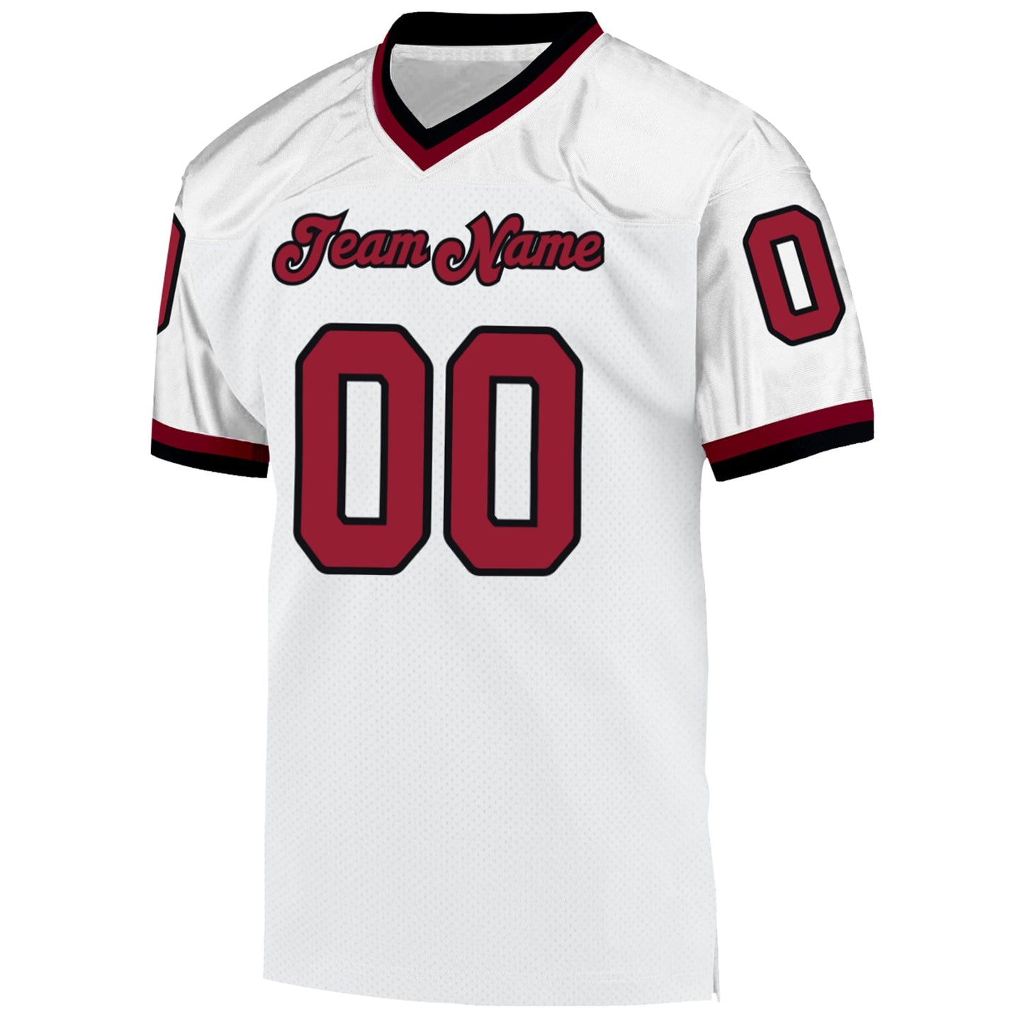 Custom White Cardinal-Black Mesh Authentic Throwback Football Jersey view 2