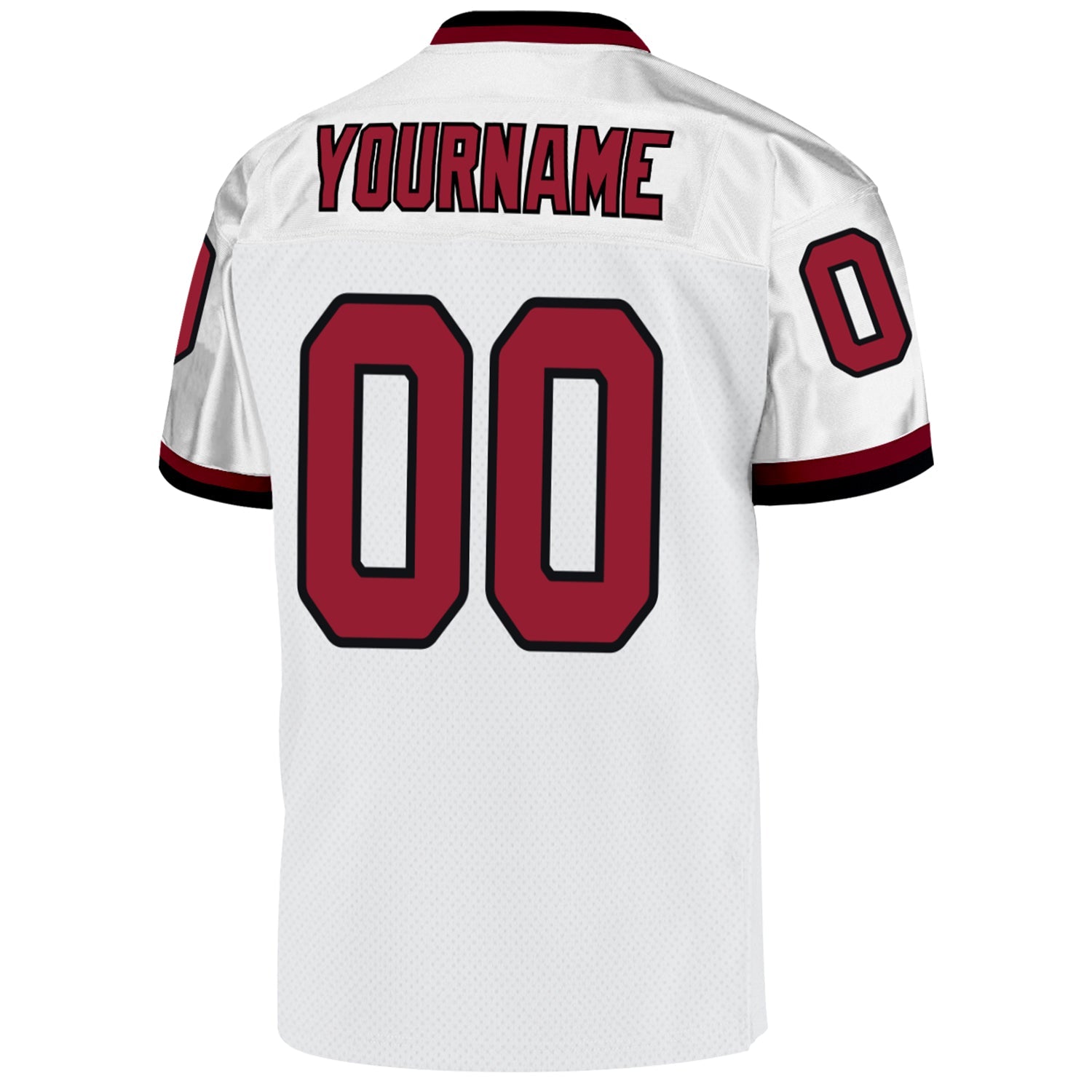 Custom White Cardinal-Black Mesh Authentic Throwback Football Jersey view 3
