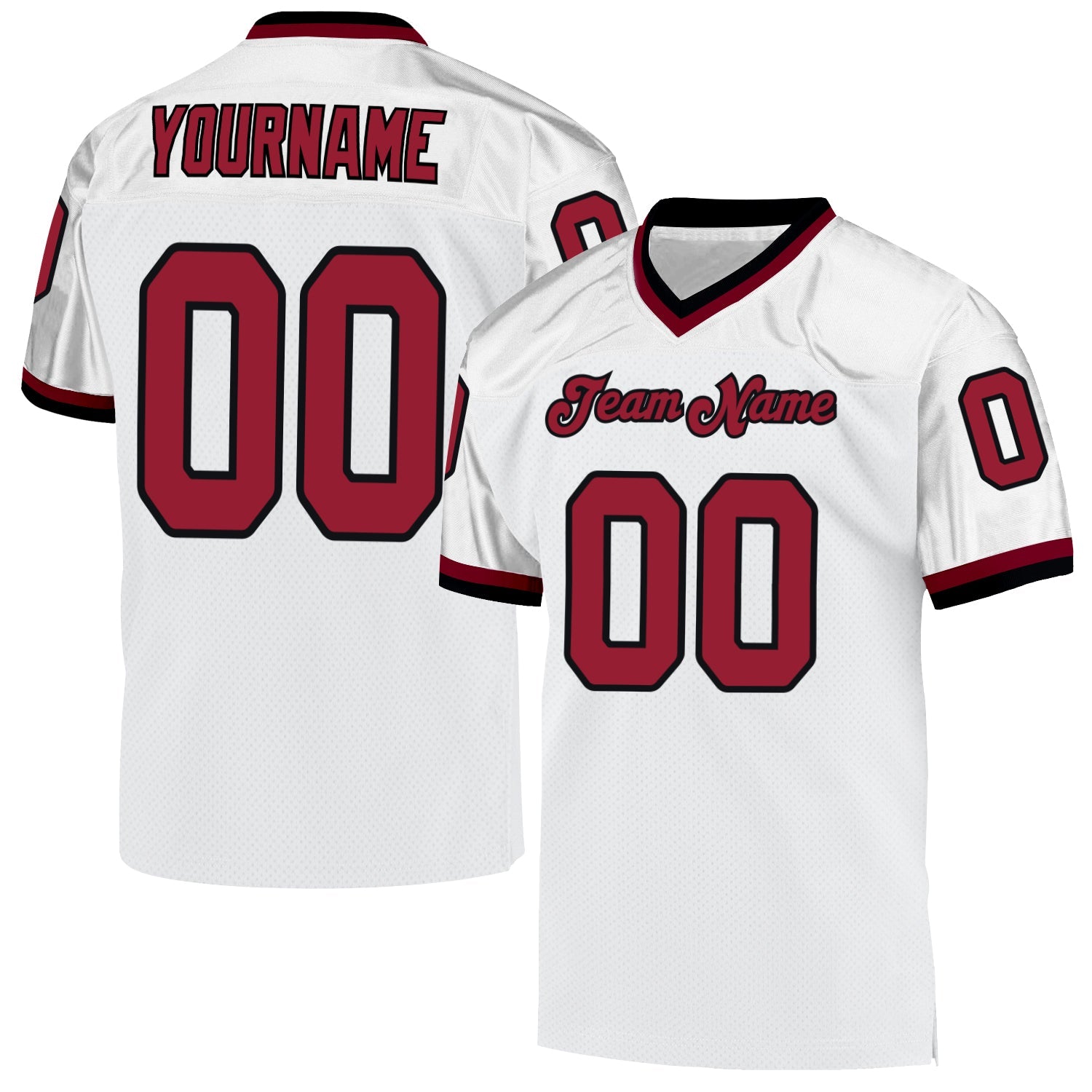 Custom White Cardinal-Black Mesh Authentic Throwback Football Jersey - Main View