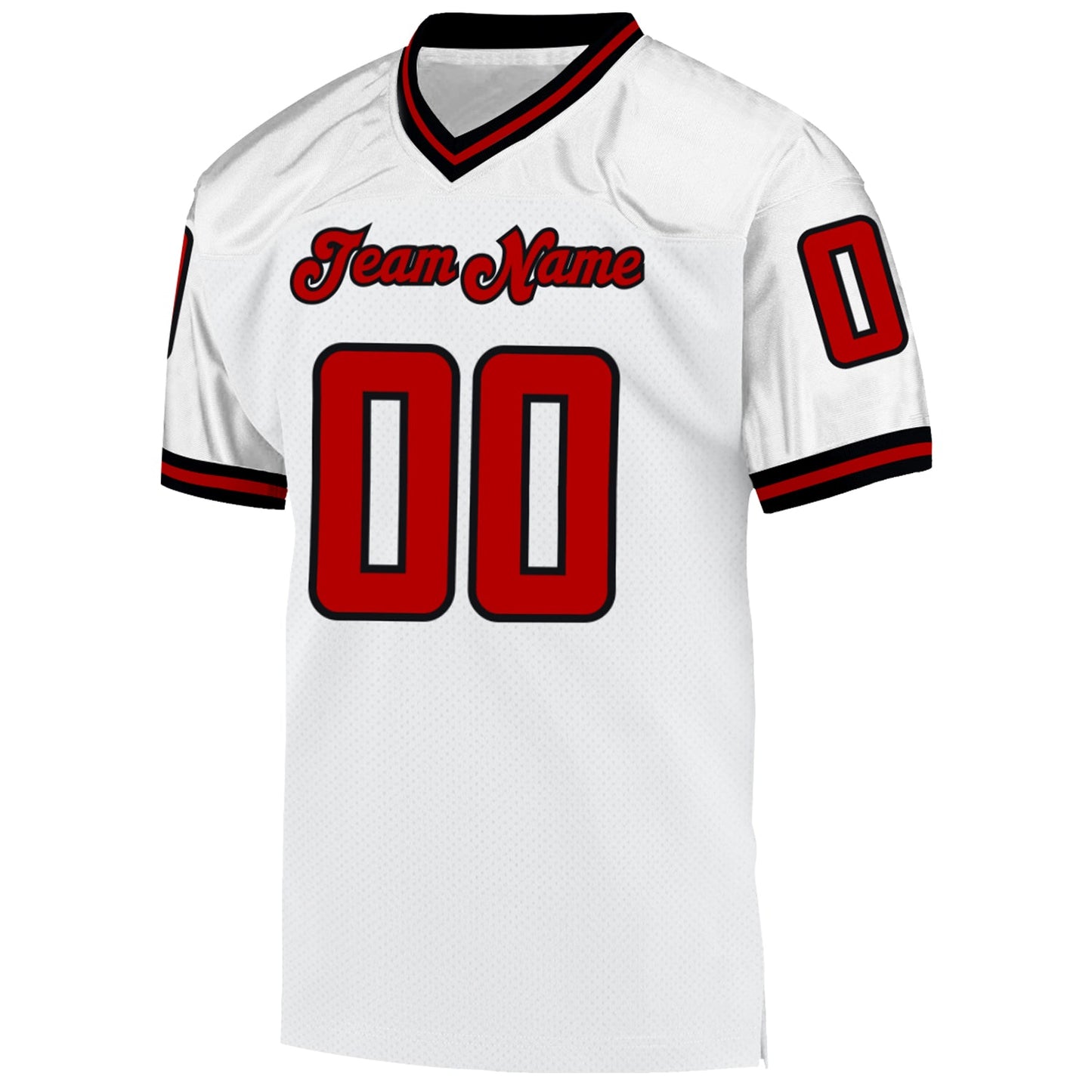 Custom White Red-Black Mesh Authentic Throwback Football Jersey view 2