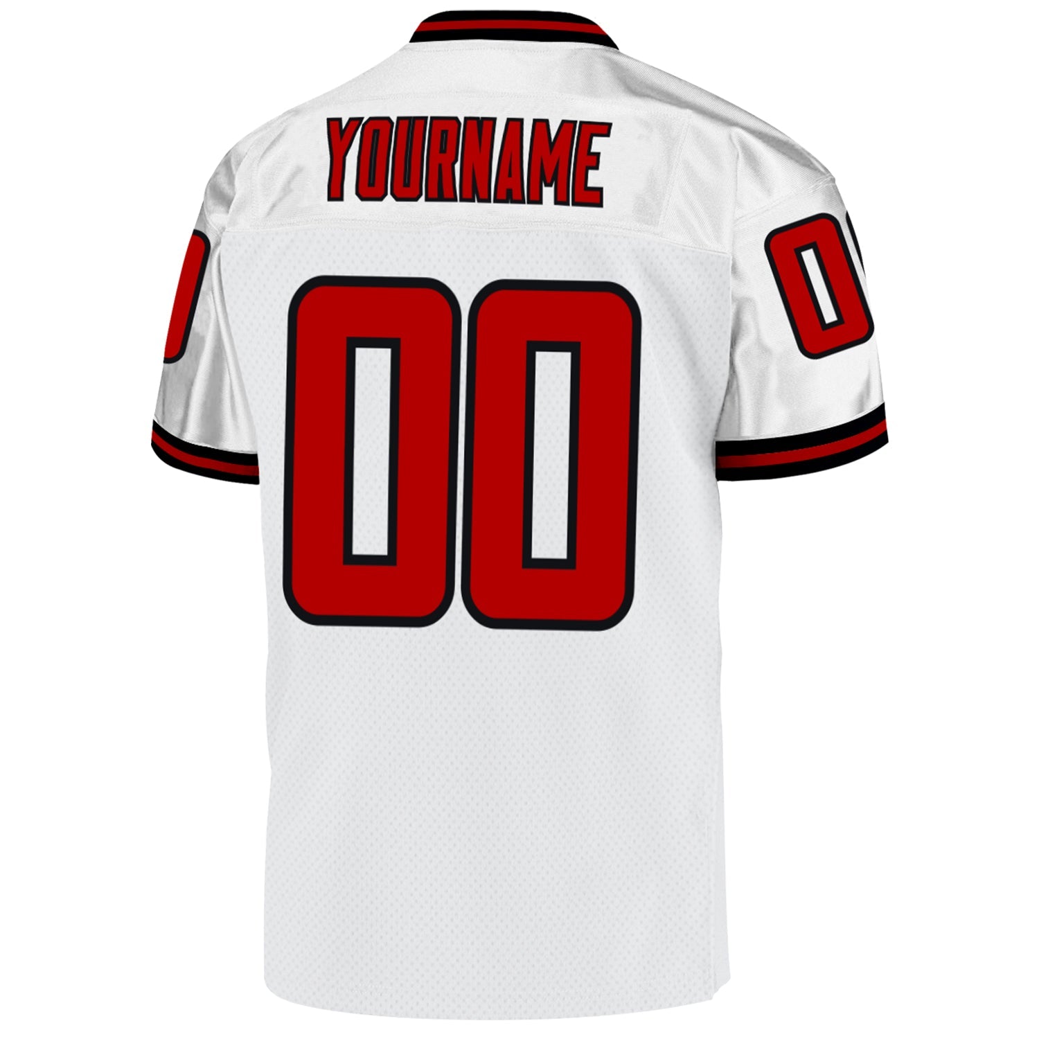 Custom White Red-Black Mesh Authentic Throwback Football Jersey view 3