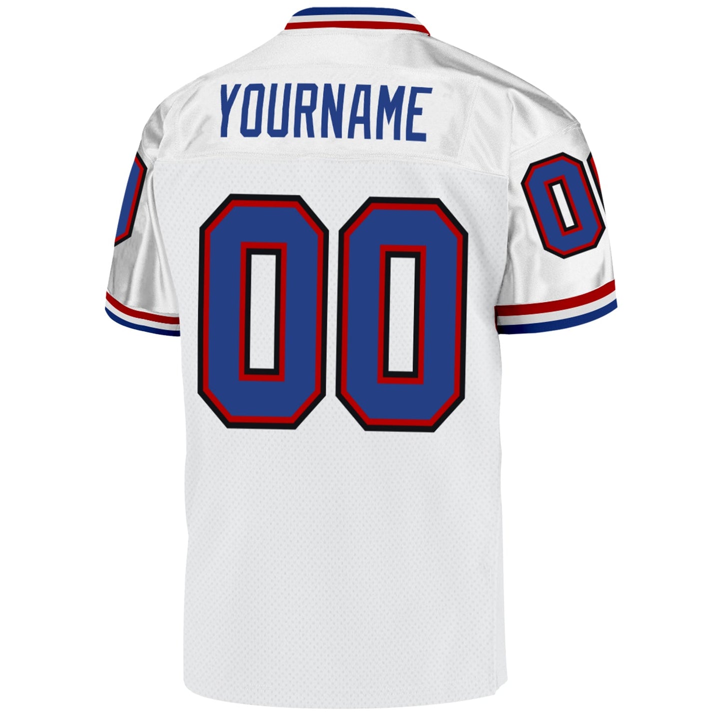 Custom White Royal-Red Mesh Authentic Throwback Football Jersey view 3
