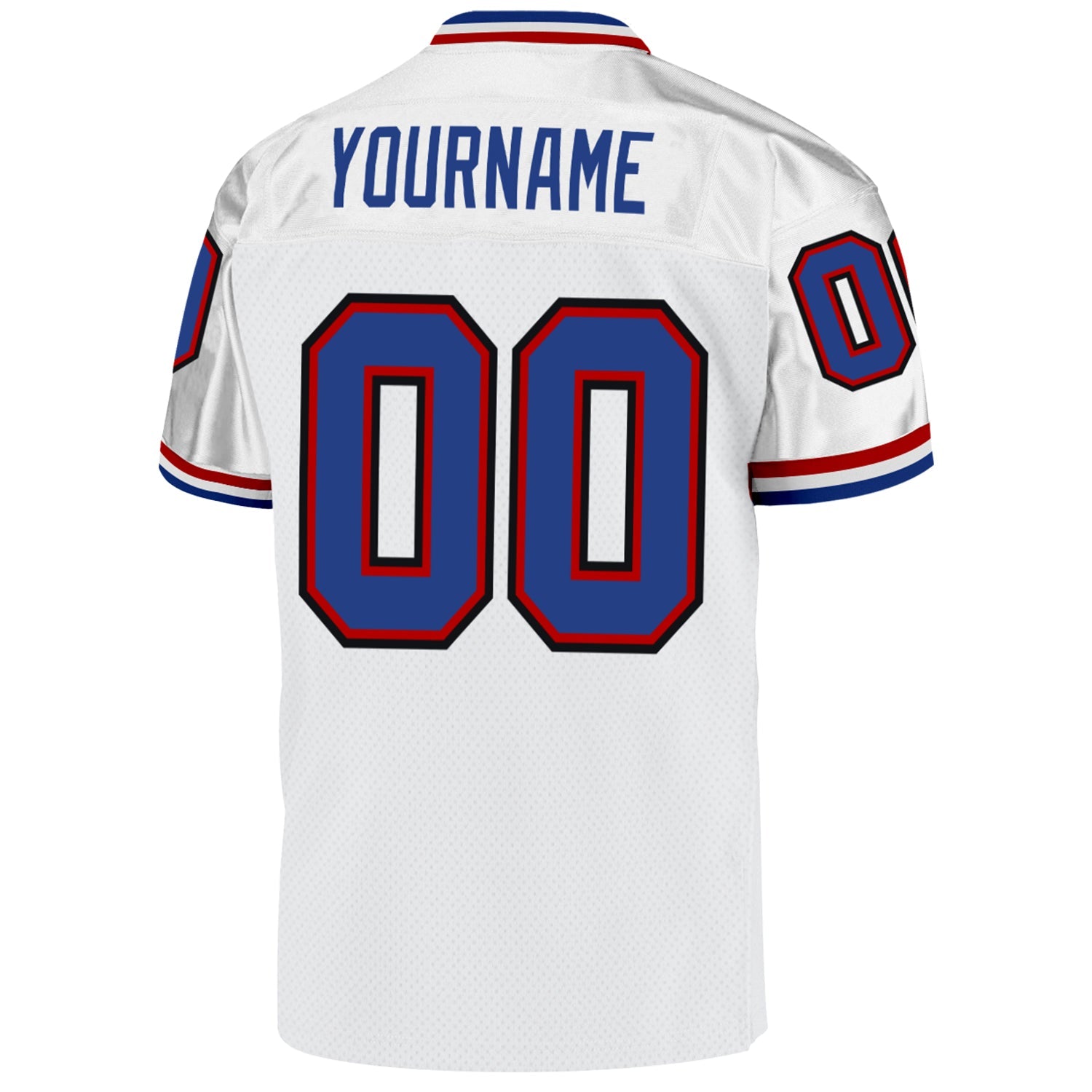 Custom White Royal-Red Mesh Authentic Throwback Football Jersey view 3