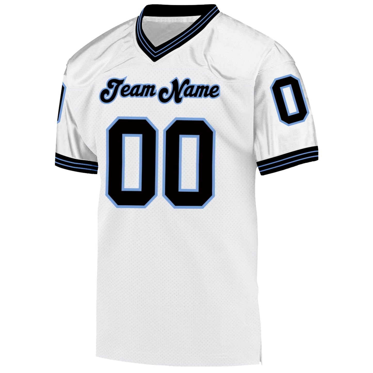 Custom White Black-Light Blue Mesh Authentic Throwback Football Jersey view 2