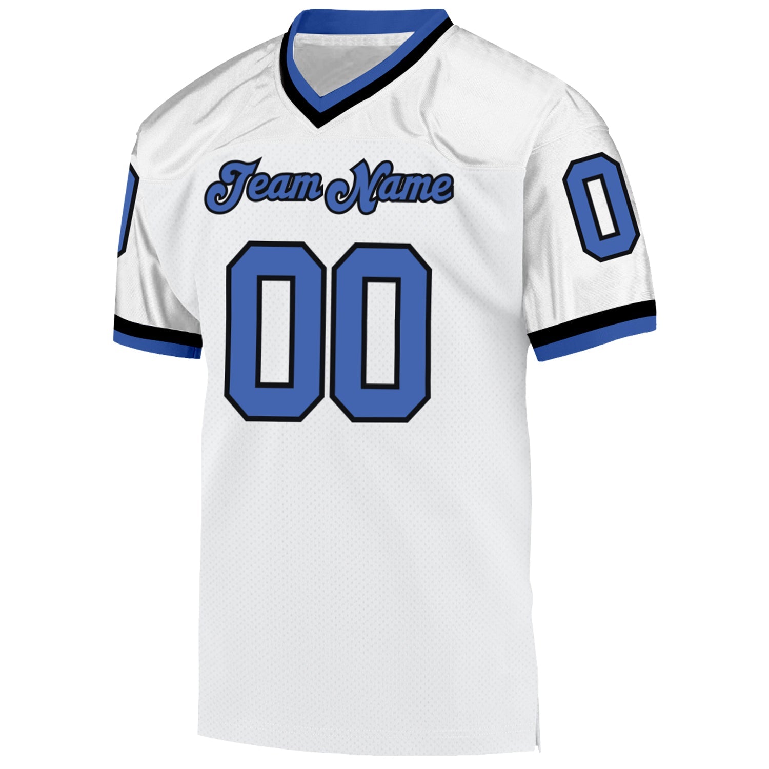 Custom White Blue-Black Mesh Authentic Throwback Football Jersey view 2