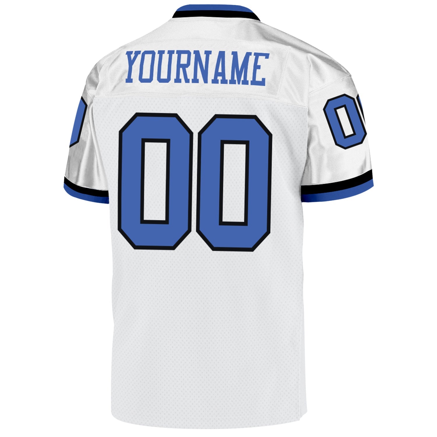 Custom White Blue-Black Mesh Authentic Throwback Football Jersey view 3