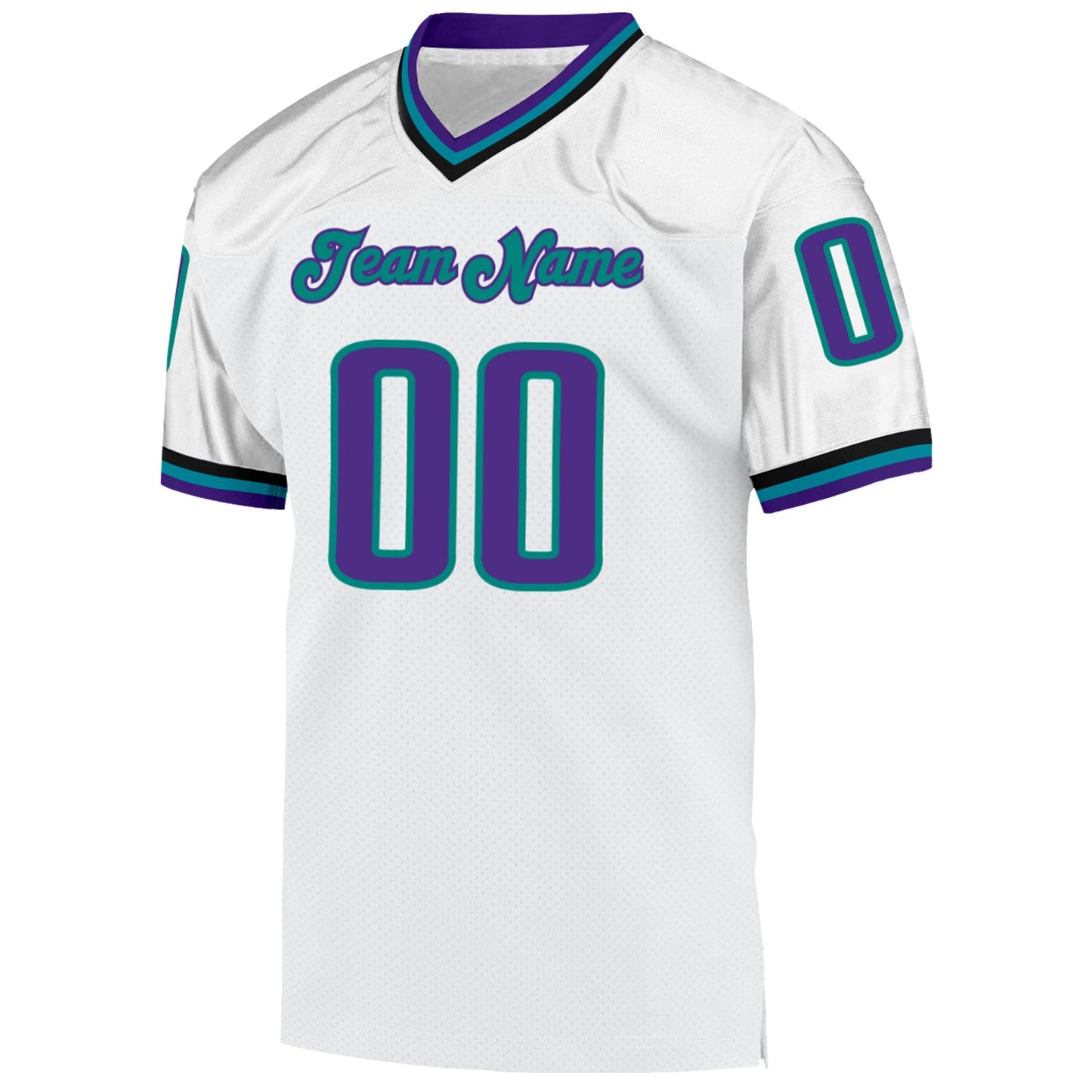 Custom White Purple-Aqua Mesh Authentic Throwback Football Jersey view 2